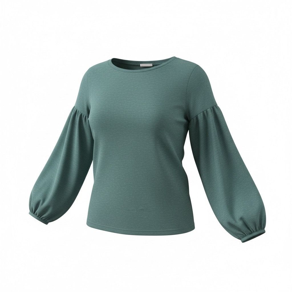 Shein SHEIN Green Long Sleeve Top Women’s Large Crew Neck Shirt Size L / US 10 / IT 46 - 1 Thumbnail