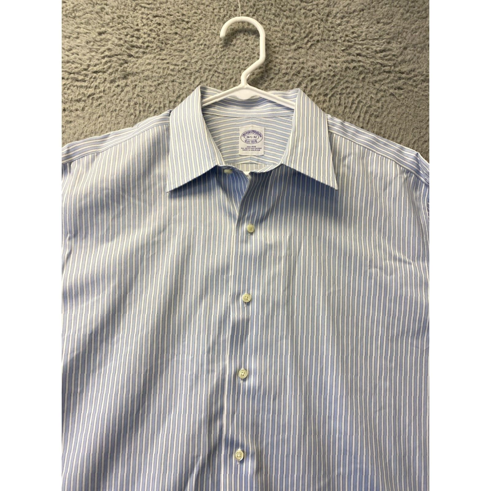 Brooks Brothers VINTAGE Brooks Brothers Dress Shirt Mens 16.5 Blue Long Sleeve Button Up Business Casual Formal Wedding 90s Mens Size US L / EU 52-54 / 3 - 3 Thumbnail
