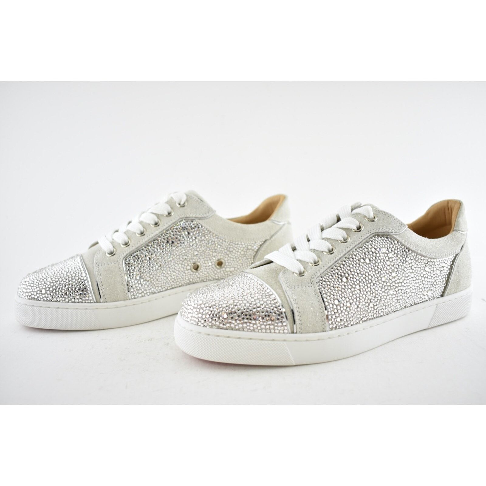 Christian Louboutin Vieira Strass Flat Lune Grey Crystal Low Top Sneaker 36.5 Size US 6.5 / IT 36.5 - 10 Thumbnail
