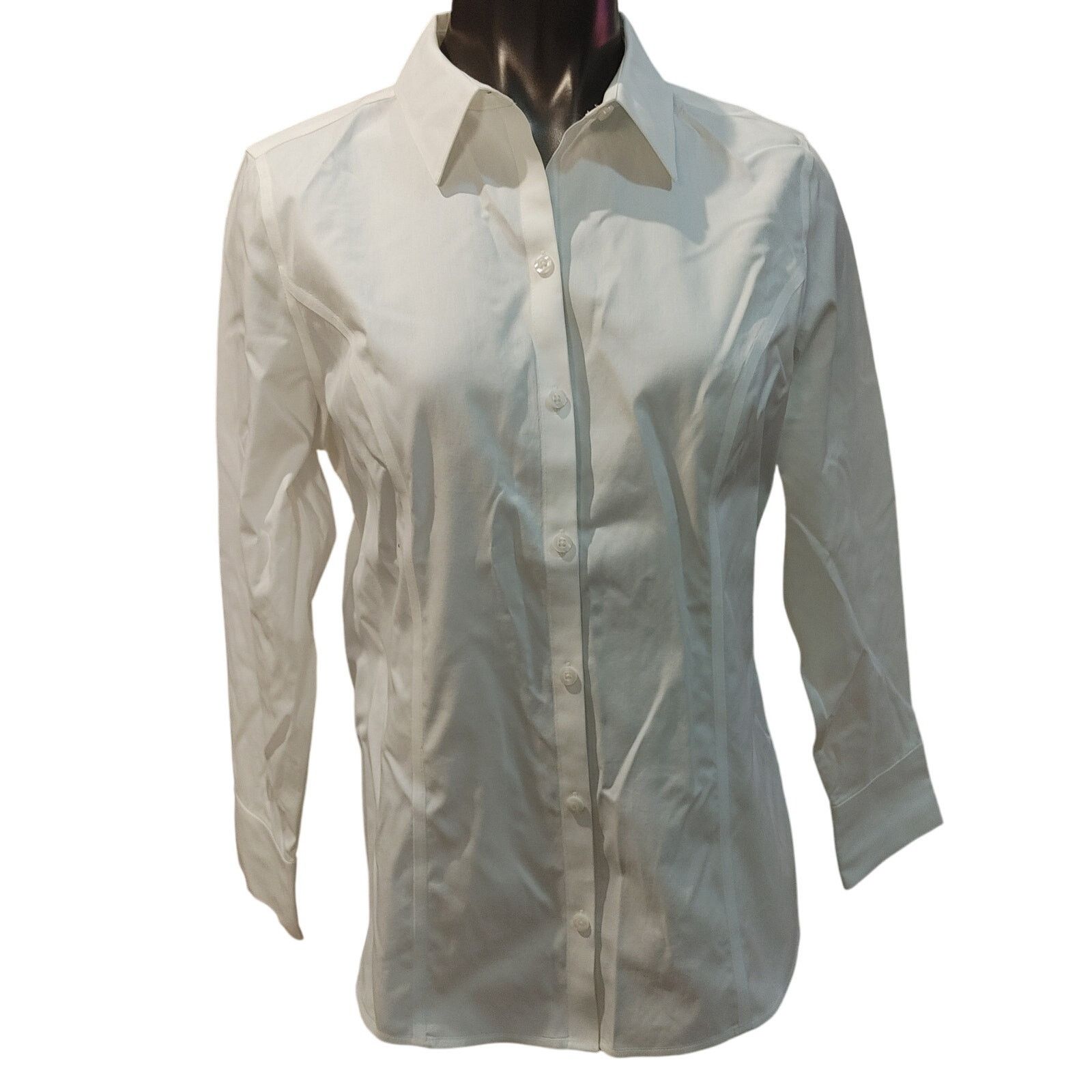 Chicos Chico's No-Iron Women's 1 White Long Sleeve Dress Shirt Size M / US 6-8 / IT 42-44 - 1 Thumbnail
