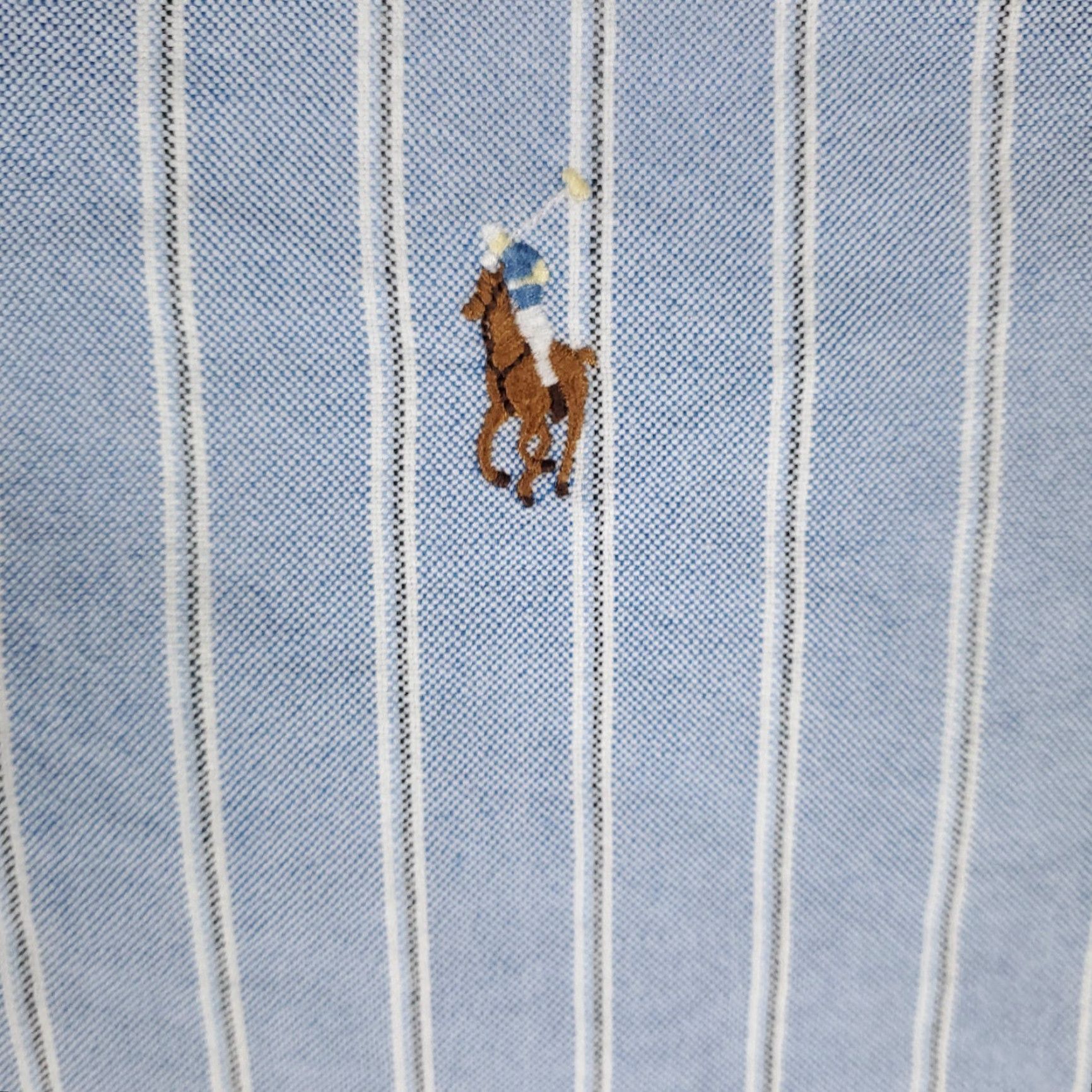 Ralph Lauren Ralph Lauren Shirt Mens 17.5 Blue Striped Pony Dress Button Up Long Sleeve Shirt Size 48R - 2 Thumbnail
