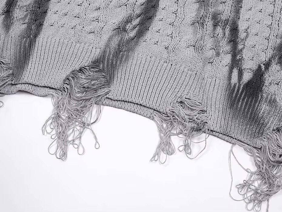 Japanese Brand × Vintage Grunge Frayed Pullover Hole Retro Sweater Size US L / EU 52-54 / 3 - 8 Thumbnail
