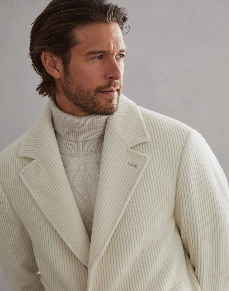 Brunello Cucinelli o1w1db10825 Cashmere Overcoat in White Size US L / EU 52-54 / 3 - 2 Thumbnail