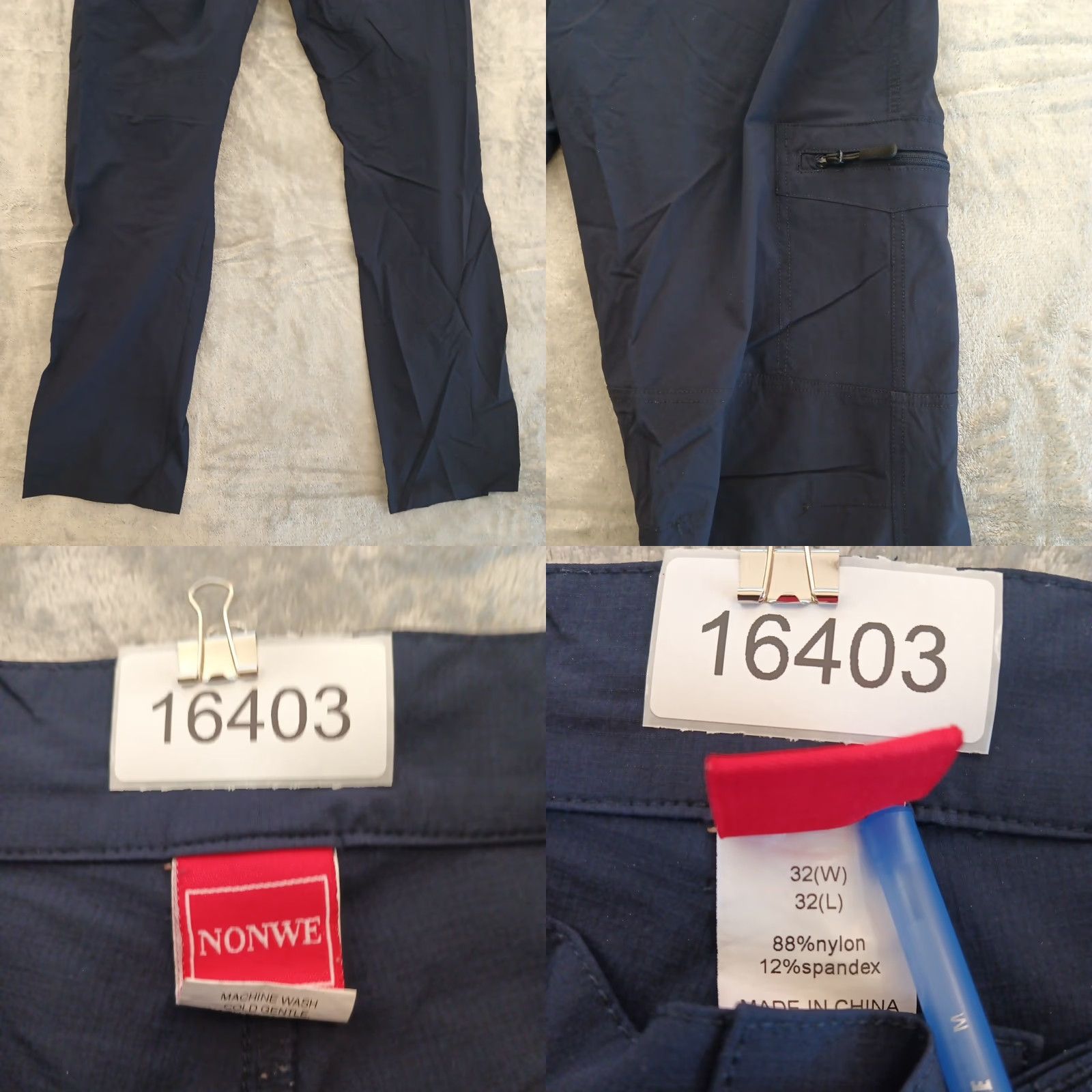 Vintage Nonwe Cargo Pants Mens 32 Blue Nylon Spandex 30x31 Pockets Size US 32 / EU 48 - 8 Thumbnail