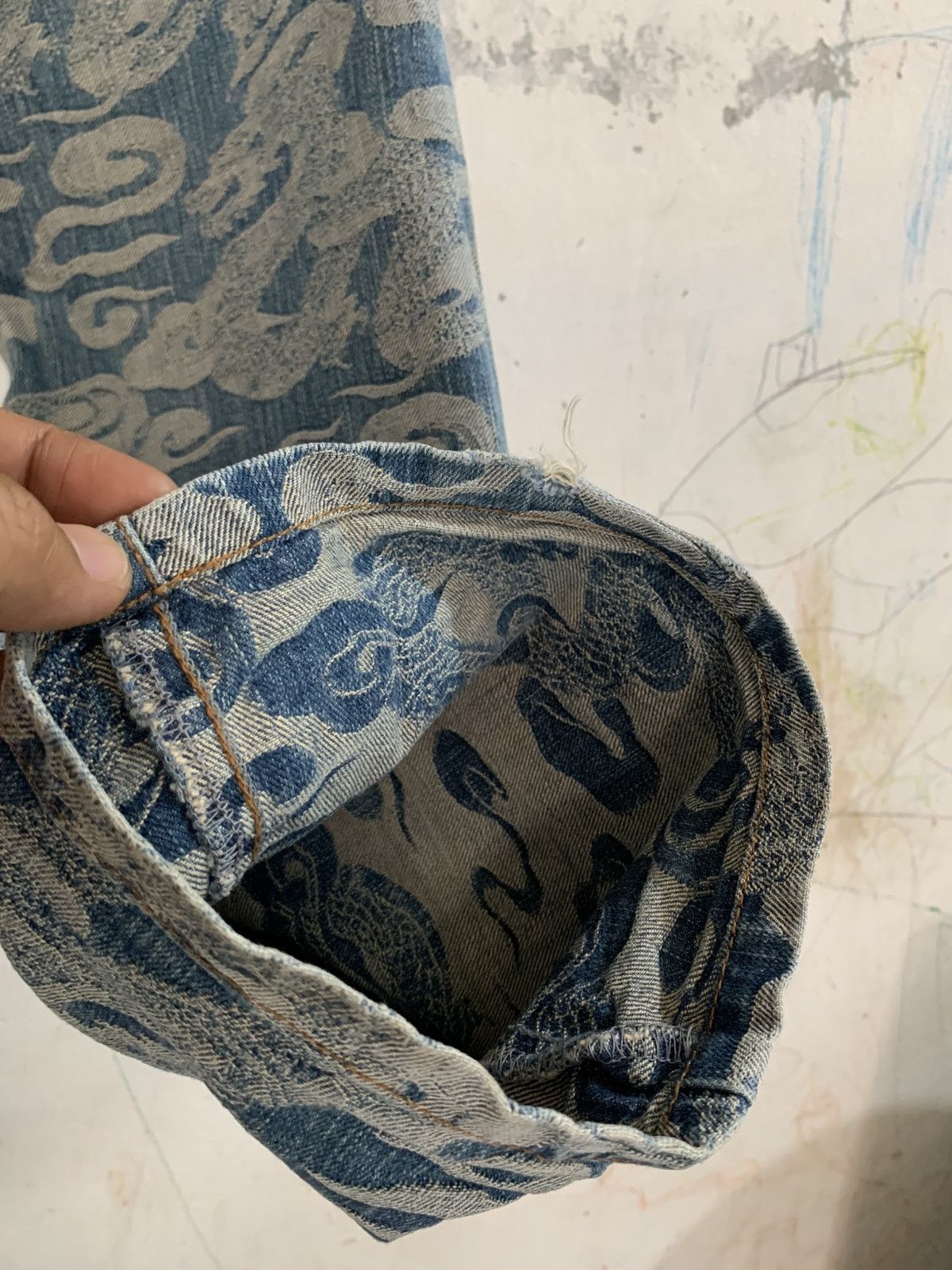 Japanese Brand Mash mania denim jacquard dragon flared pants Size US 32 / EU 48 - 6 Thumbnail