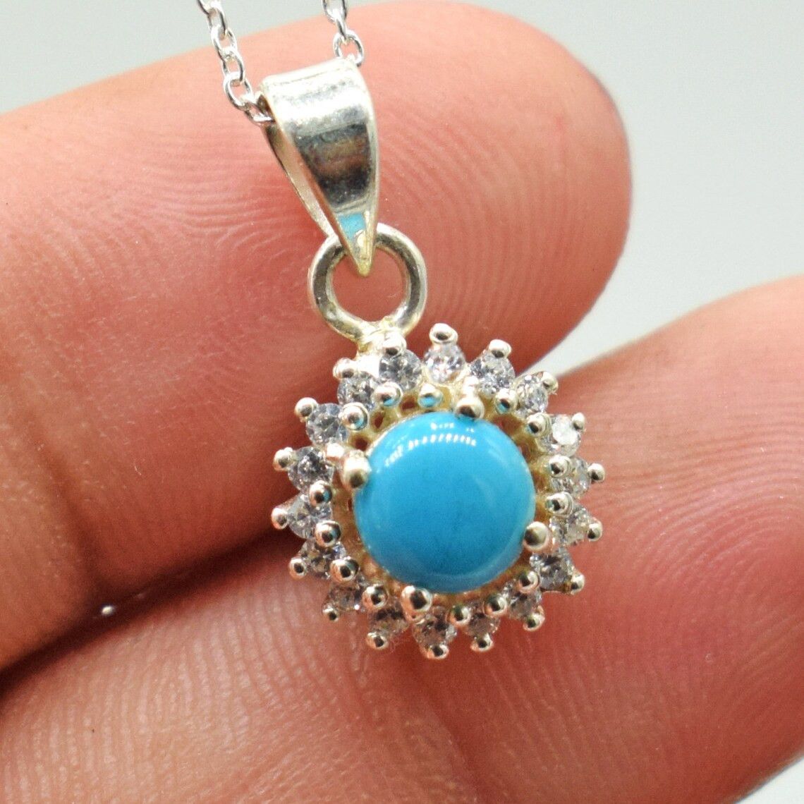 Handmade Arizona Turquoise 925 Silver Necklace, Birthstone Jewelry Size ONE SIZE - 3 Thumbnail