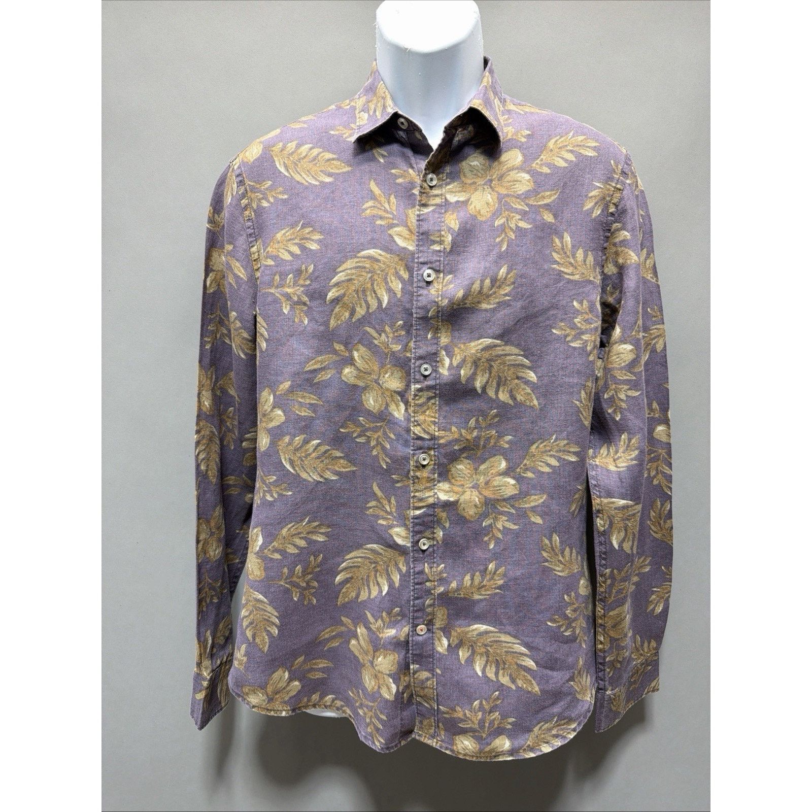 Celio Celio 100% Linen Shirt Men's M Floral Button Up Purple Beach Size US M / EU 48-50 / 2 - 1 Thumbnail