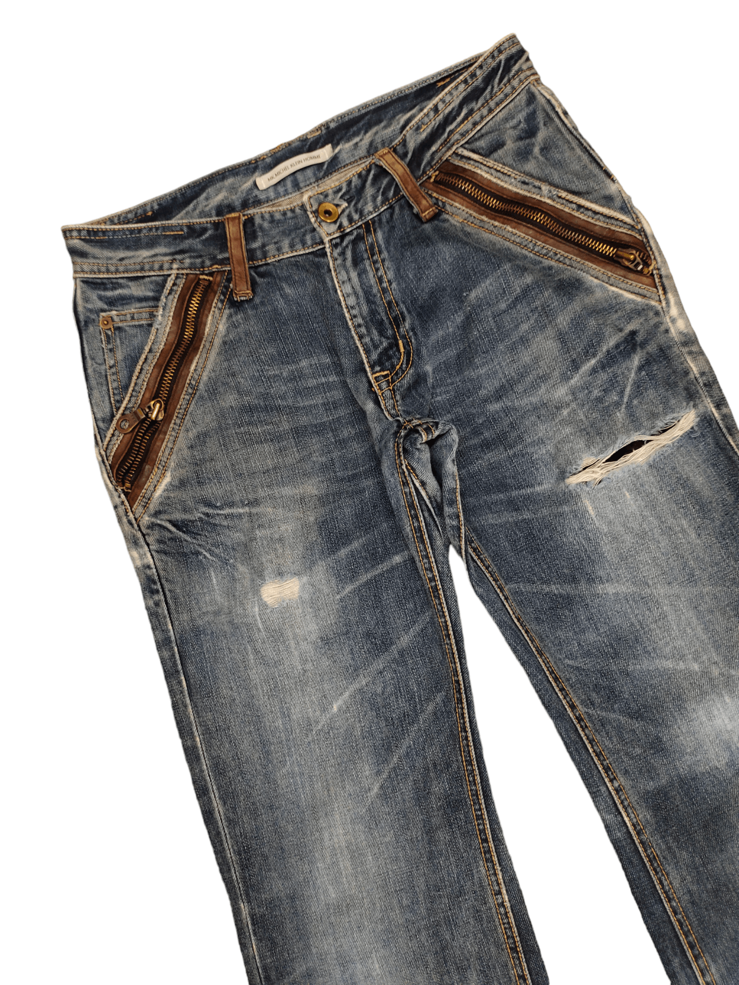 If Six Was Nine Flare Jeans Michel Klein Distress Faded Bootcut Y2k Street Size US 30 / EU 46 - 12 Thumbnail