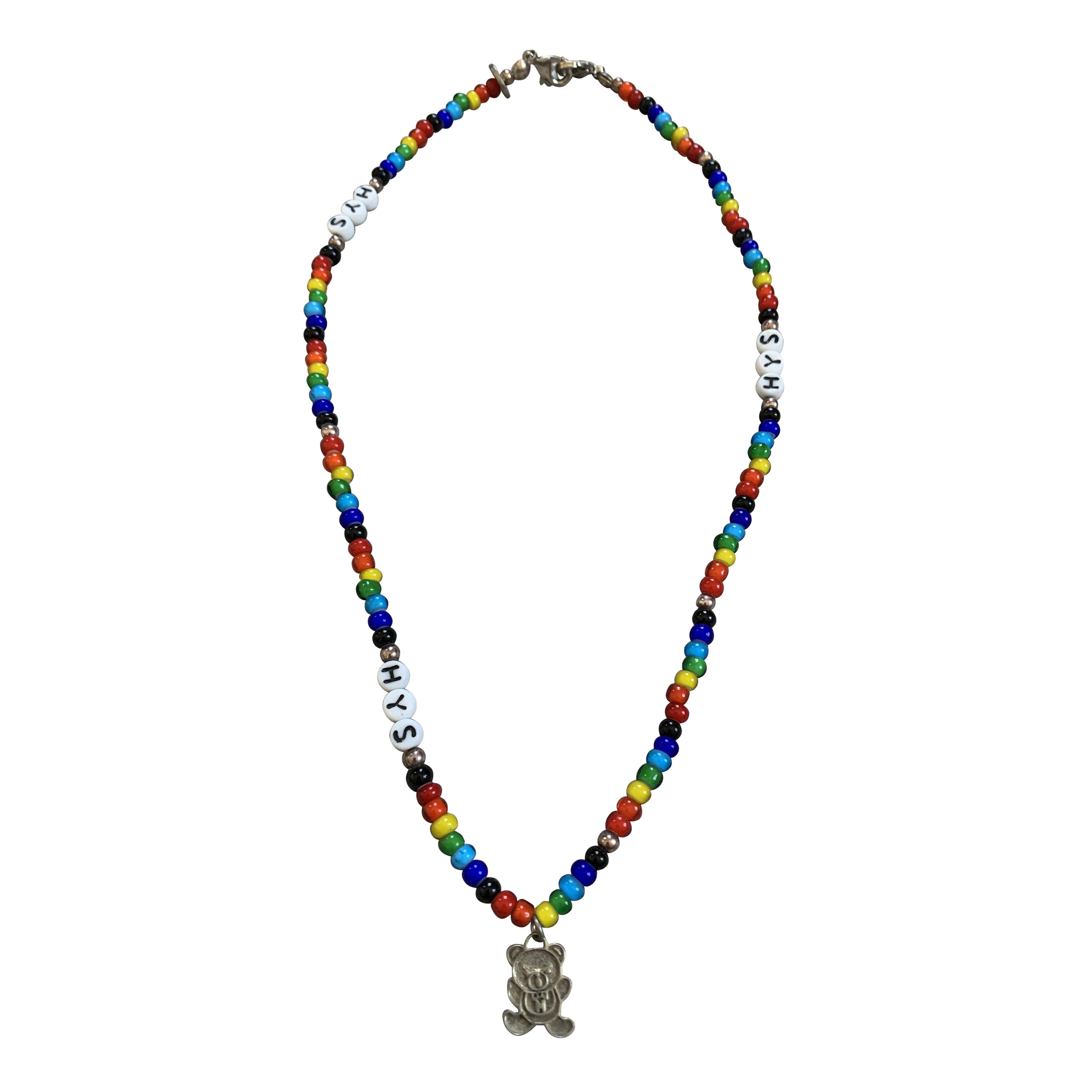 image of Hysteric Glamour Beaded Fuck Bear Necklace, Men's