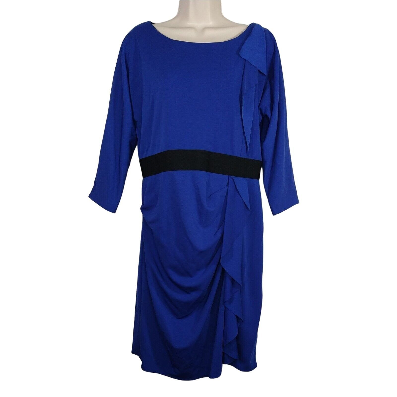 Other Kay Unger Sheath Dress Women Size 14 Blue 3/4 Sleeve Office Size XL / US 12-14 / IT 48-50 - 2 Thumbnail