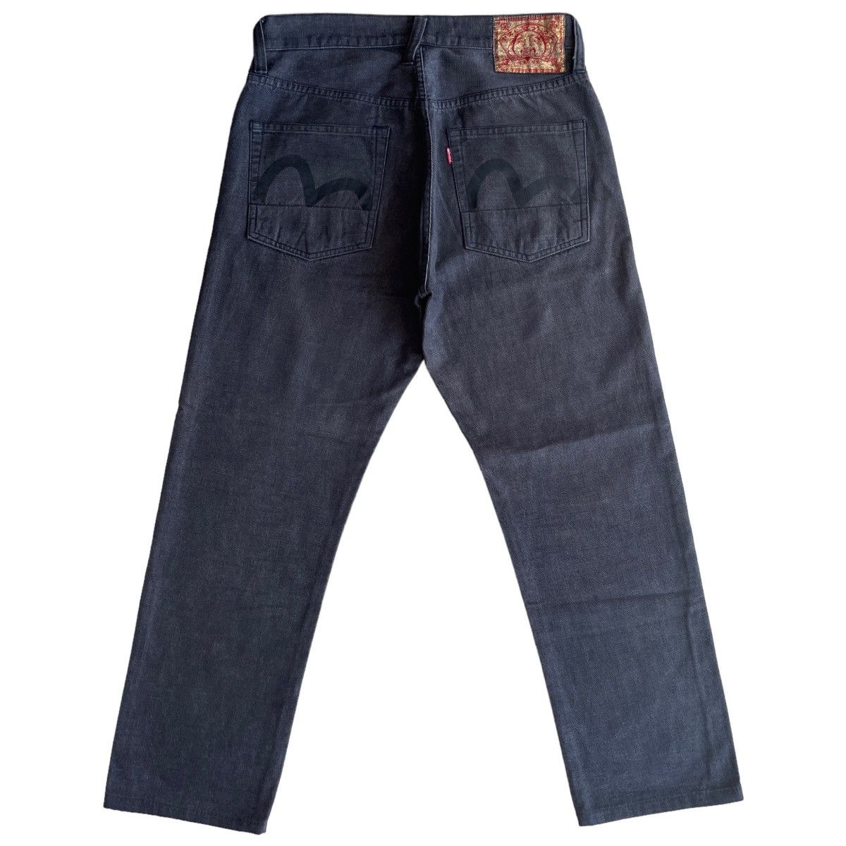 EVISU BLACK SEAGULL VELVET LIST JEANS