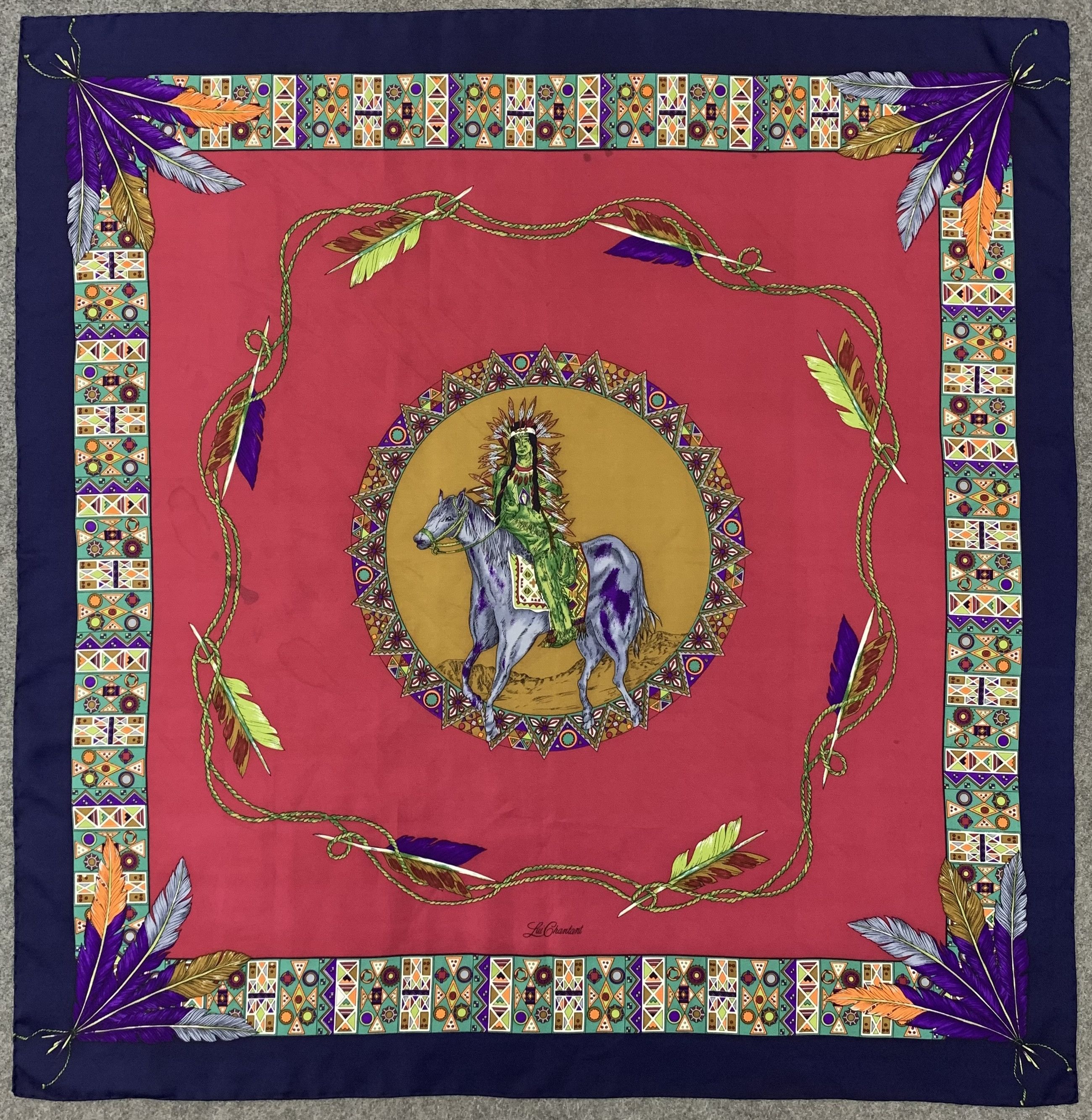 Vintage Lui Chantant silk scarf square foulards A5553 Size ONE SIZE - 2 Thumbnail