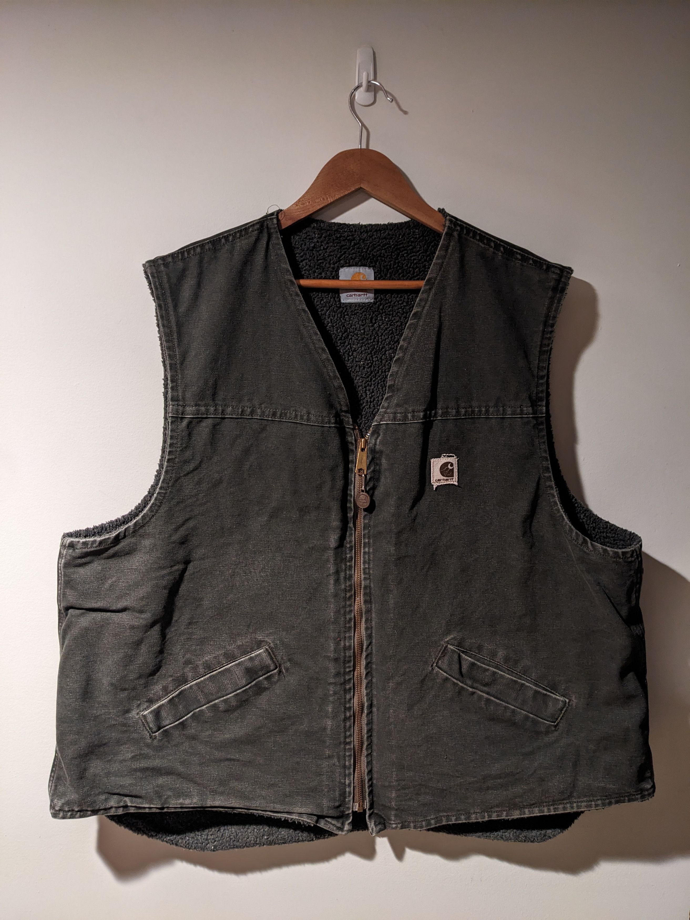 Carhartt × Vintage Vintage 90s Carhartt Sherpa Lined Green XX-Large Vest Jacket Size US XXL / EU 58 / 5 - 1 Thumbnail
