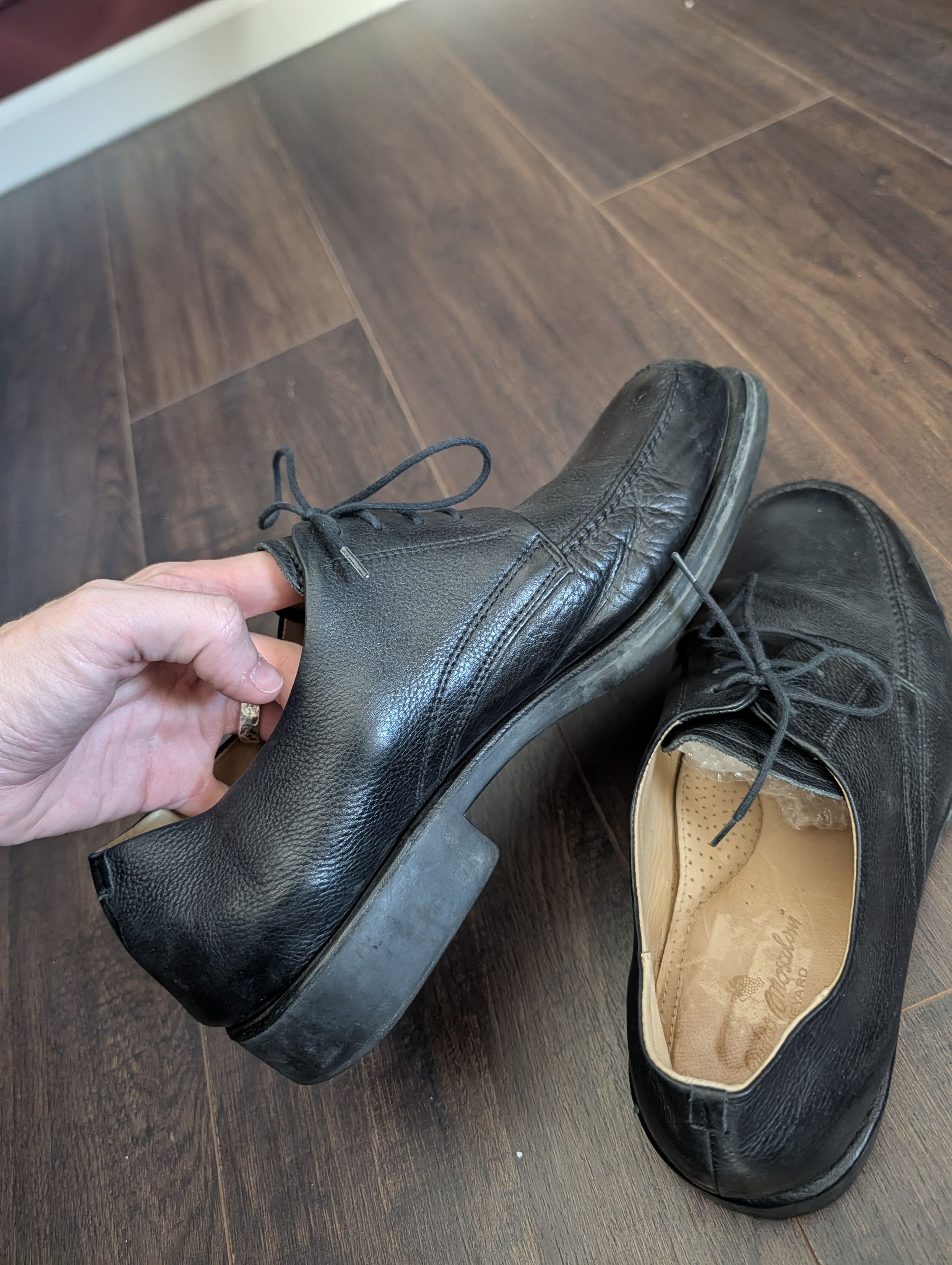 Sandro Moscoloni VTG black pebbles leather chunky Norwegian toe derby shoes Size US 11.5 / EU 44-45 - 5 Thumbnail