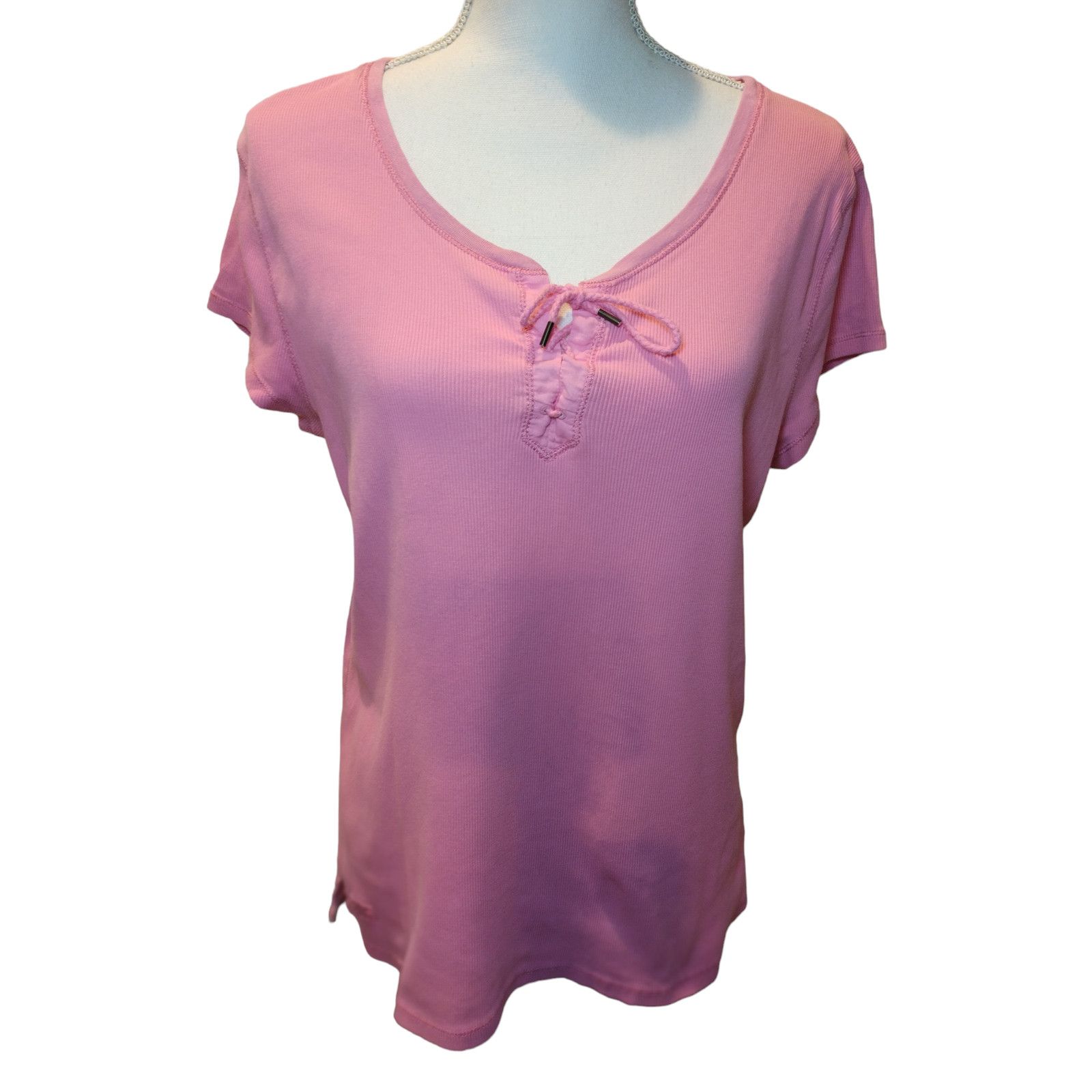 Lauren Ralph Lauren Lauren Ralph Lauren Womens Lace Up Blouse Top Knit Pink XL Size XL / US 12-14 / IT 48-50 - 1 Thumbnail