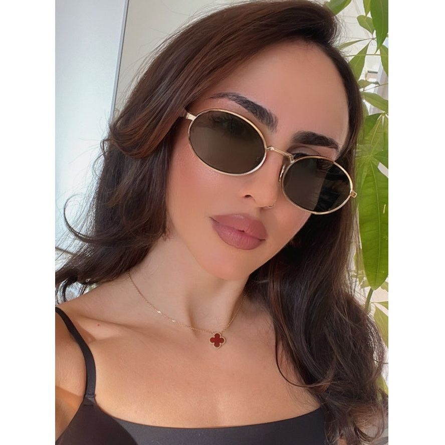 Prada NEW Prada PR65ZS Oval Sunglasses in Gold Green Size ONE SIZE - 1 Thumbnail