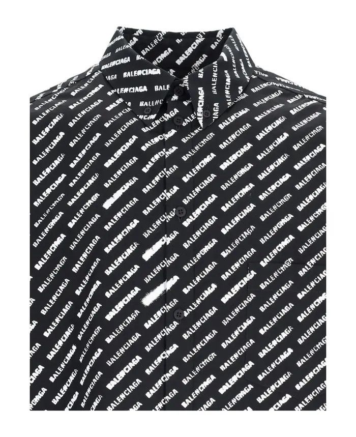 Balenciaga o1bcso1str0226 Stencil Allover Shirt Large Fit Black/White Size US M / EU 48-50 / 2 - 3 Thumbnail