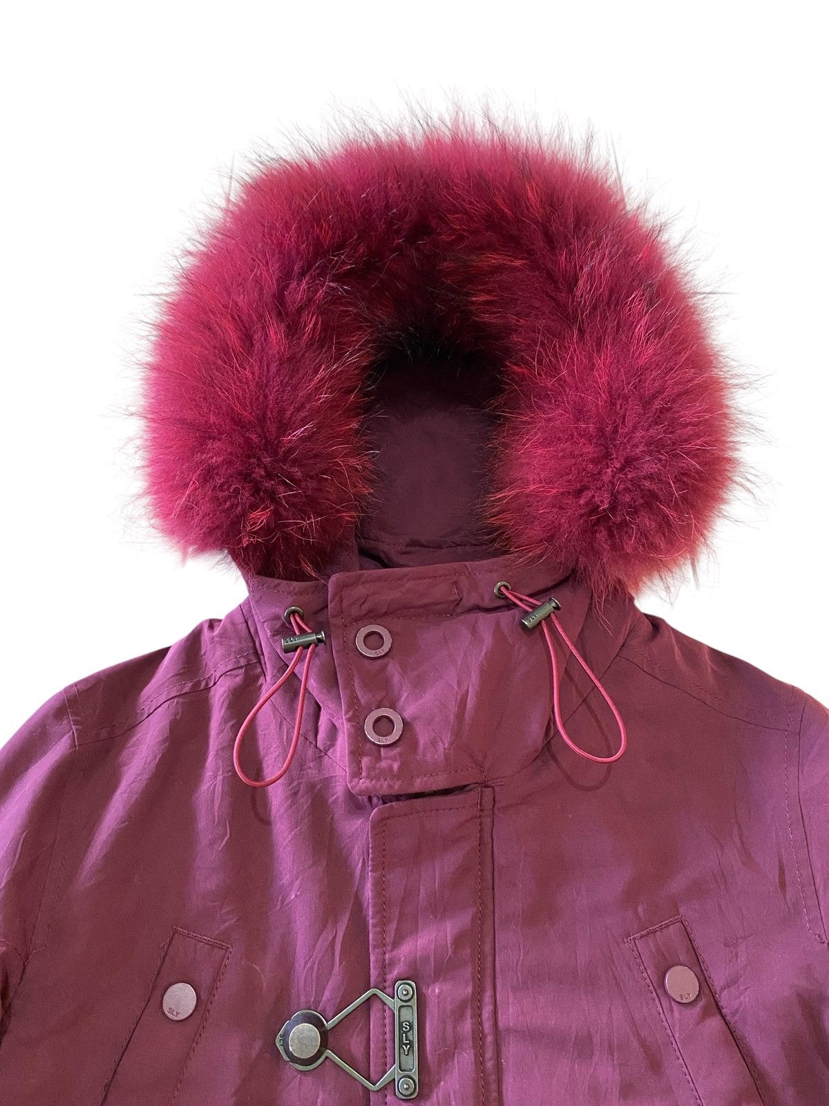 SLY Sly Burgundy Fur Hood Parka Jacket Winter Coat Toggle Button Size US S / EU 44-46 / 1 - 2 Thumbnail