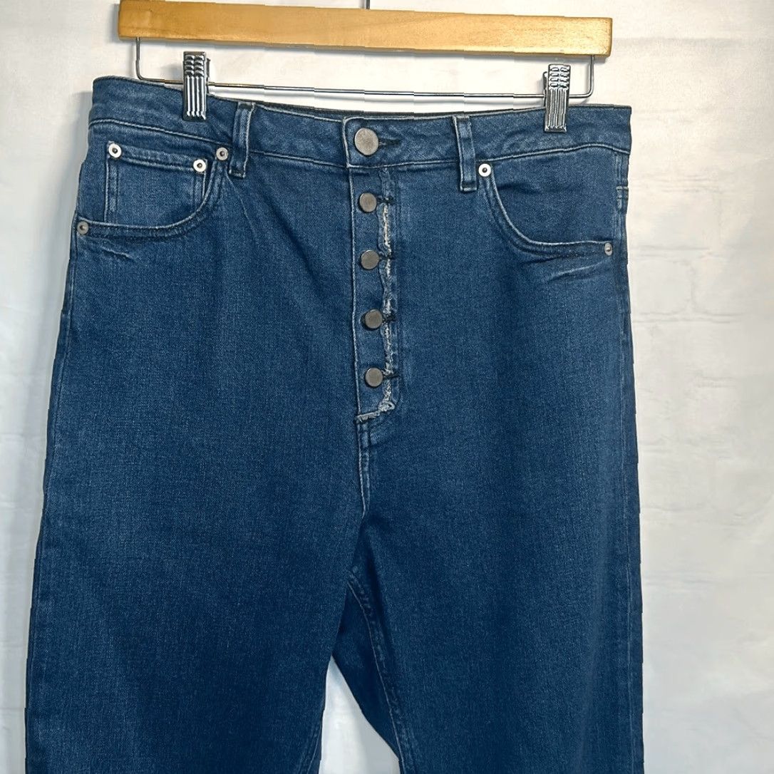 Asos ASOS Jeans Men Distressed Button Fly Frayed Hem Skinny Blue 32 Inseam 33 Regular Size 32/36 Size US 32 / EU 48 - 3 Thumbnail