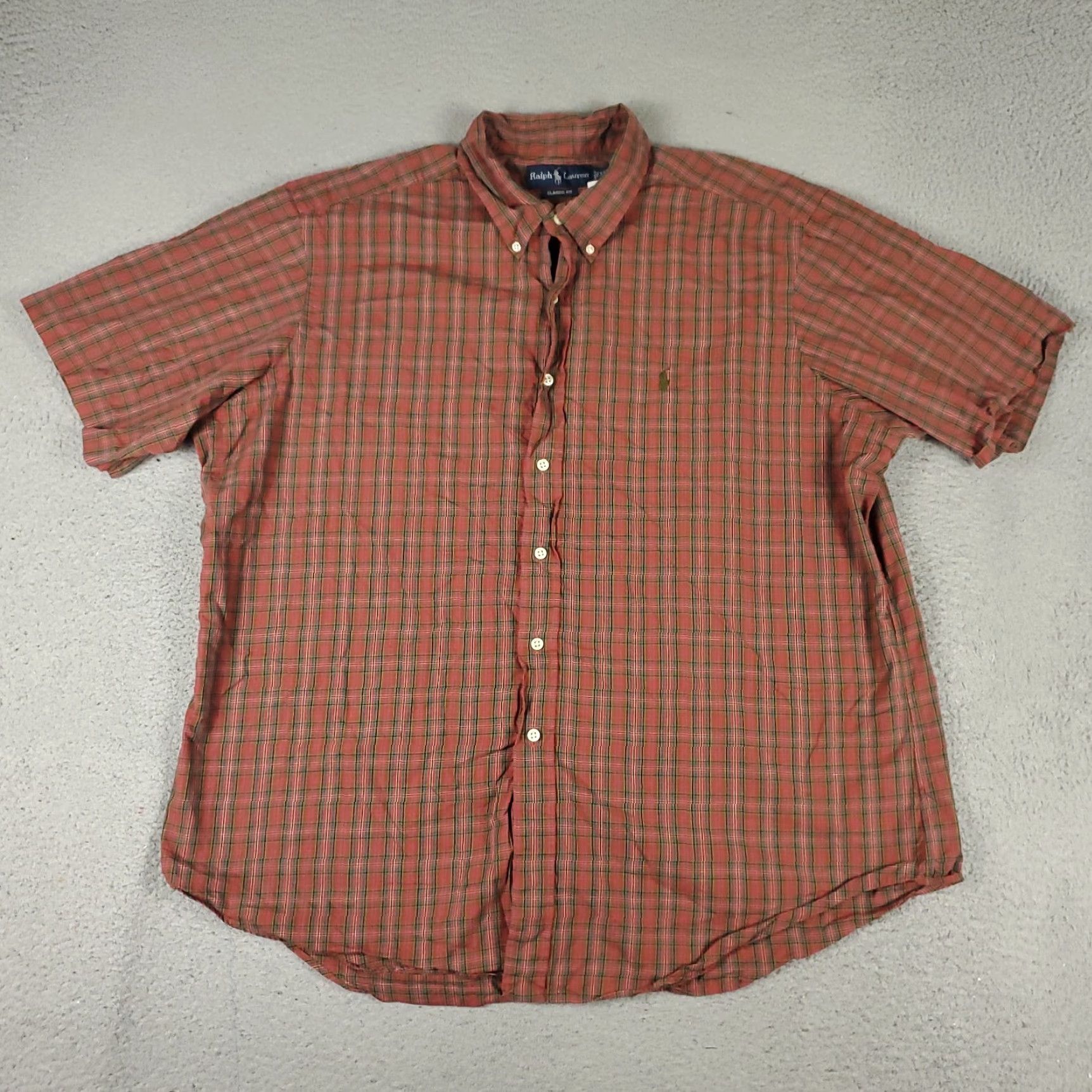 Ralph Lauren VINTAGE Ralph Lauren Shirt Mens 2XL Red Plaid Casual Button-Up Short Sleeve Pony Logo Mens Shirt Size US XXL / EU 58 / 5 - 2 Thumbnail