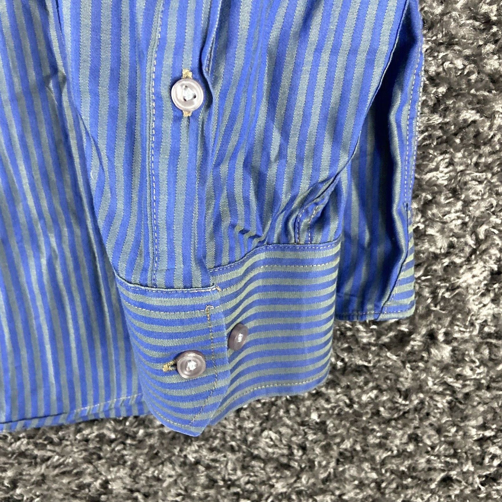Vintage VINTAGE Vluxe by Lucky Nahum Dress Shirt Striped Blue Green Men L 16-16.5 41/42 Mens Size 42R - 3 Thumbnail