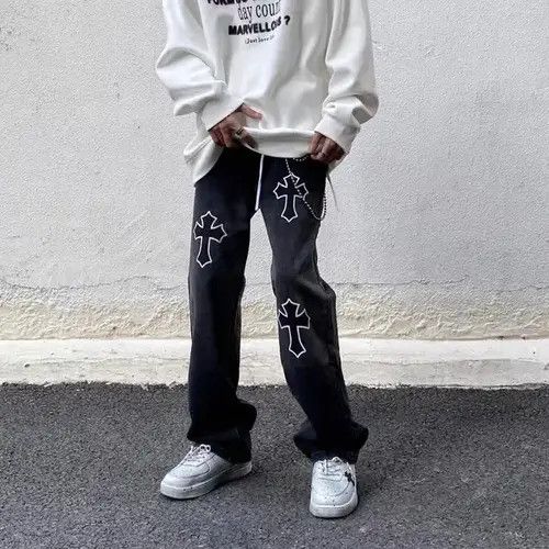 Japanese Brand × Jean Street hip hop cross print jeans Size US 32 / EU 48 - 4 Thumbnail