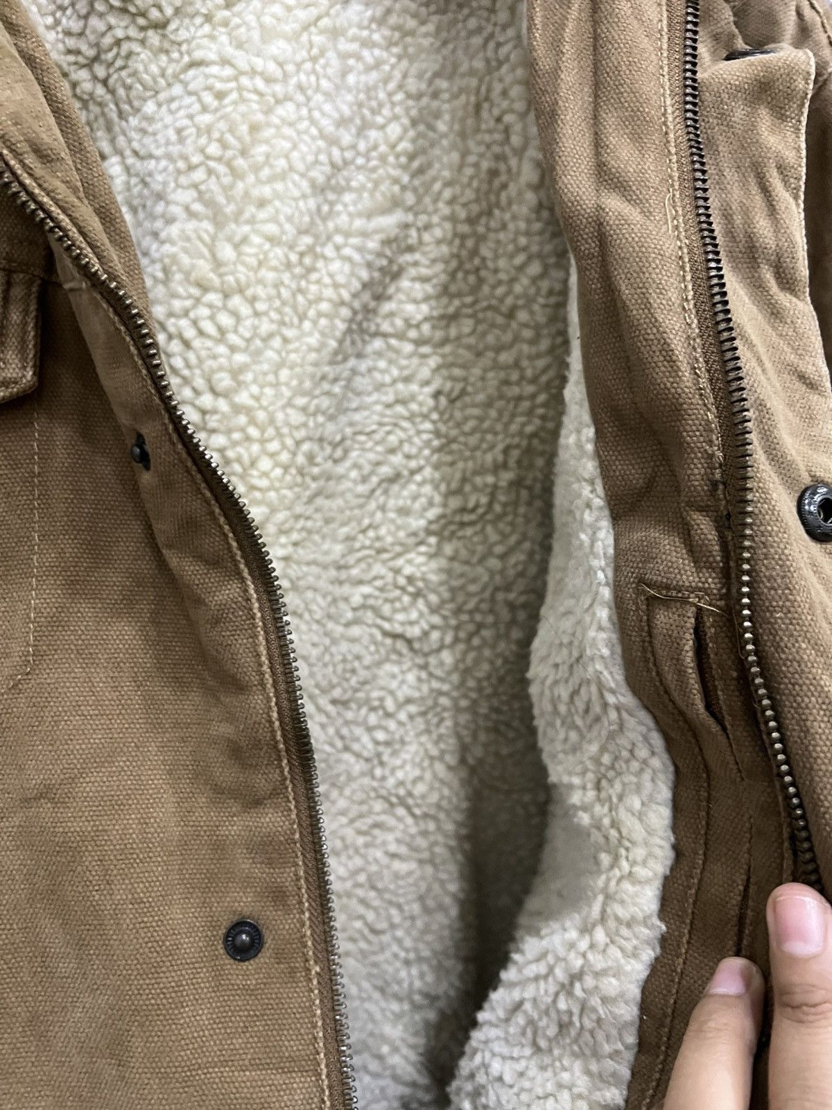 Levi's Levi's Sherpa Trucker Jacket – Khaki Canvas (Vintage Look) Size US L / EU 52-54 / 3 - 5 Thumbnail