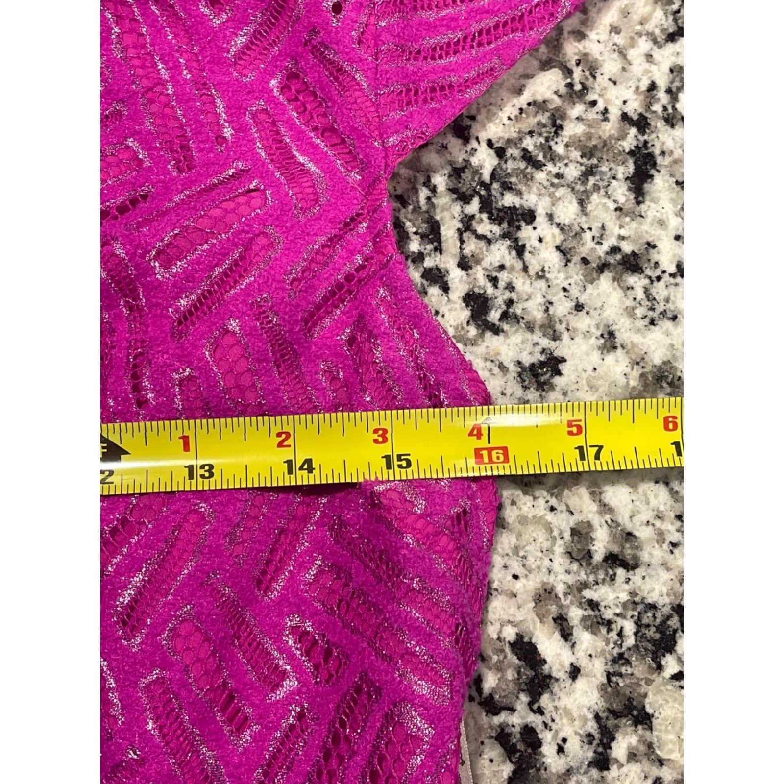 Lilly Pulitzer Lilly Pulitzer Dress Sheath 6 Purple Lace Metallic V-Neck Short Sleeve Cap Sleeve Knit Nylon Knee Length Womens Size M / US 6-8 / IT 42-44 - 6 Thumbnail