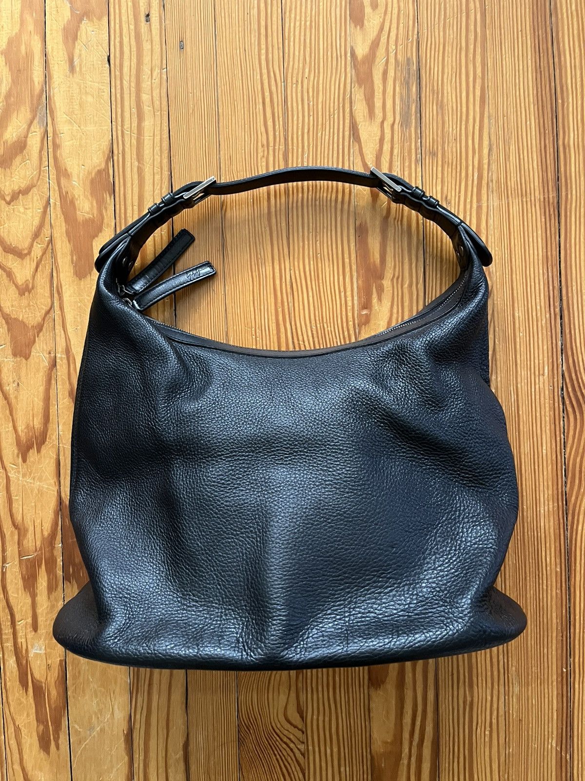 Yohji Yamamoto Yohji Yammamoto Discord Hobo Bag Pebbled Leather Black Size ONE SIZE - 2 Thumbnail
