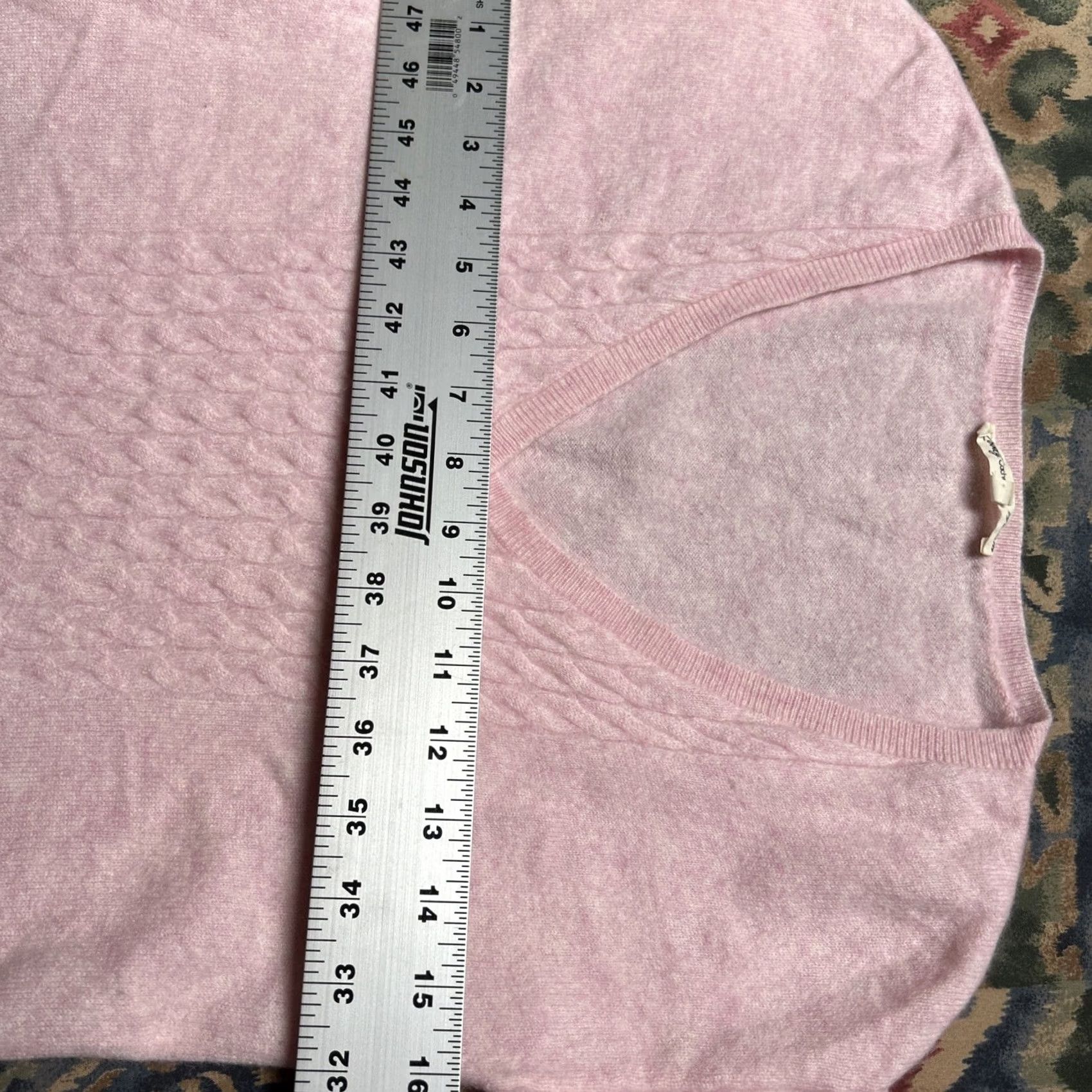 Vintage Etam Lovely Cashmere Cable Knit Pink V-Neck Sweater Womens XS Pullover Cozy Size XS / US 0-2 / IT 36-38 - 7 Thumbnail