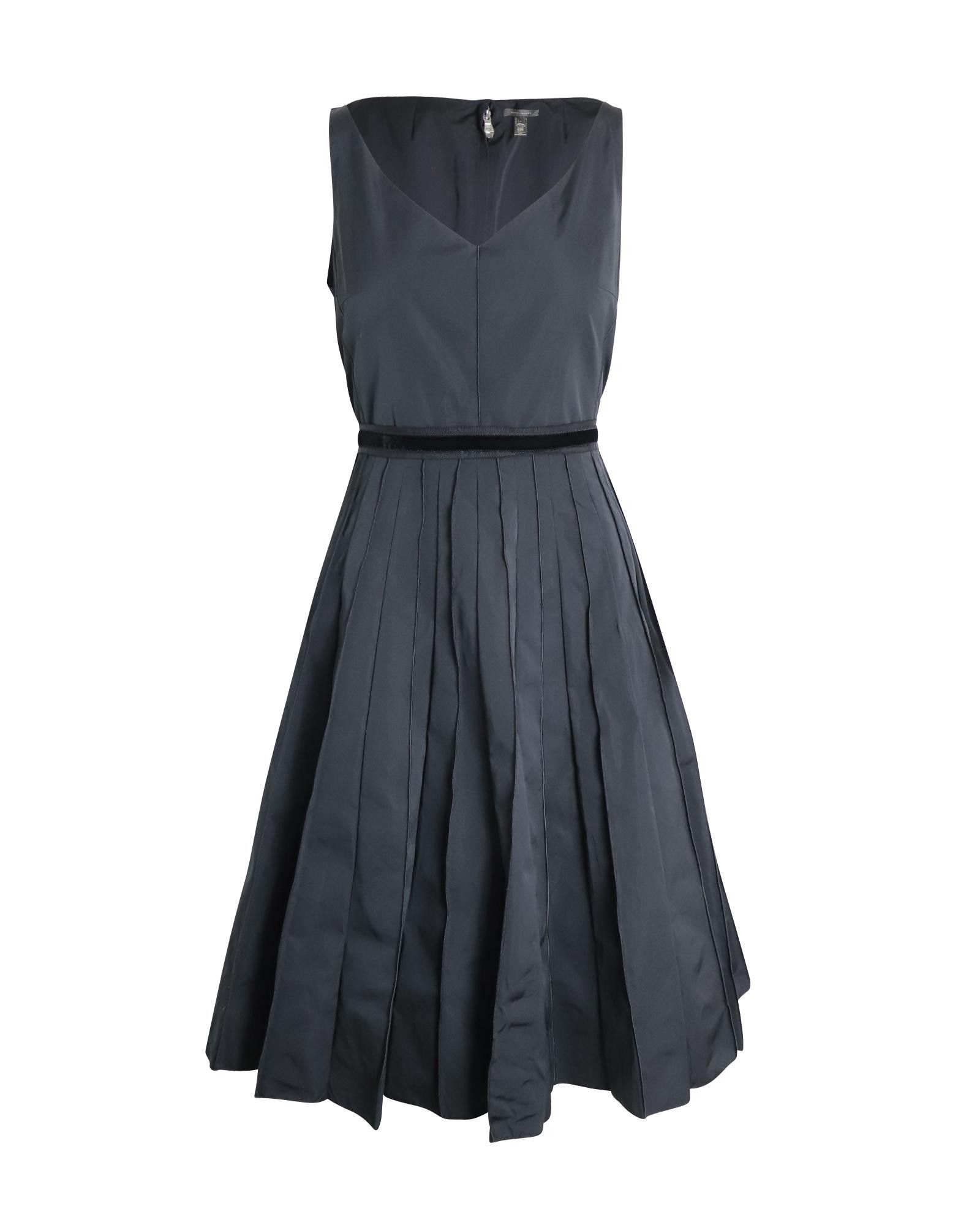 image of Marc Jacobs Pleated Sleeveless Dress In Black Polyester, Women's (Size Medium)