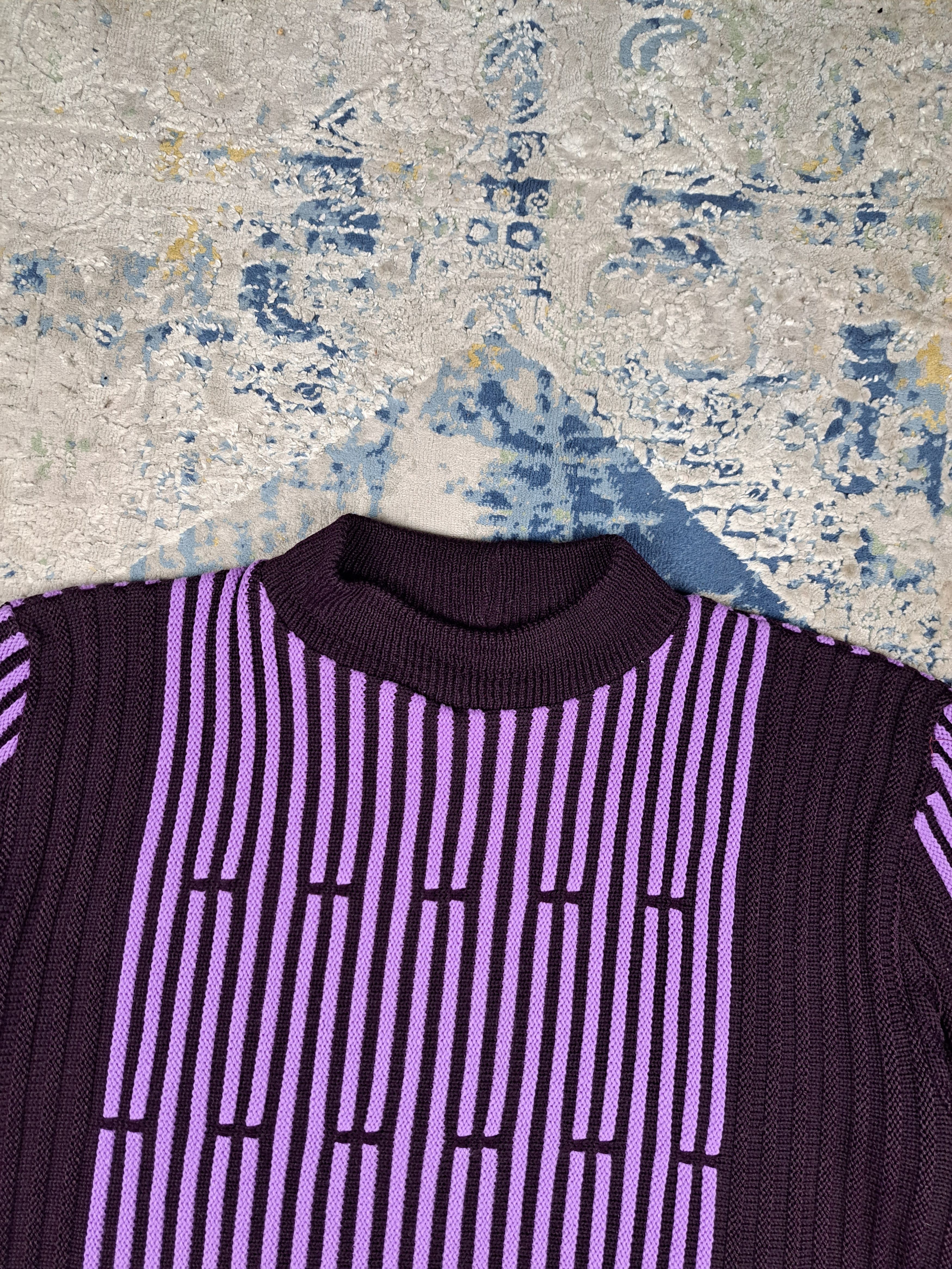 Japanese Brand Crazy Vintage y2k Purple Ribbed Knit Sweater Techno Size US L / EU 52-54 / 3 - 4 Thumbnail