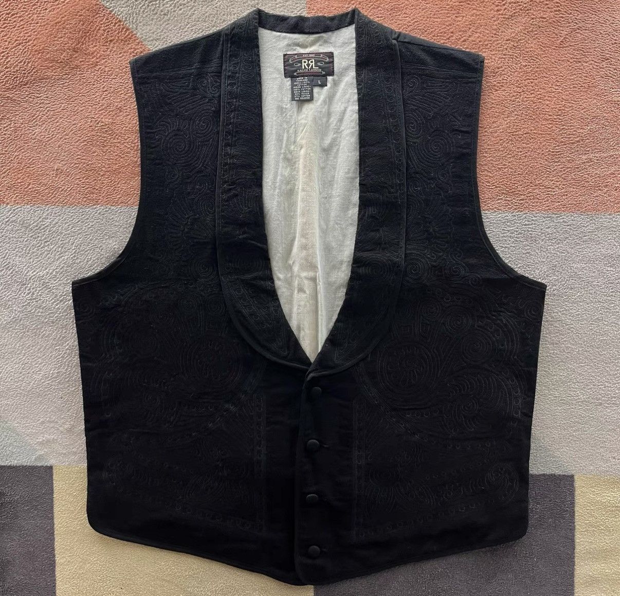 Ralph Lauren RRL Ralph Lauren Black Embroidered Vest K22 Size US L / EU 52-54 / 3 - 1 Thumbnail