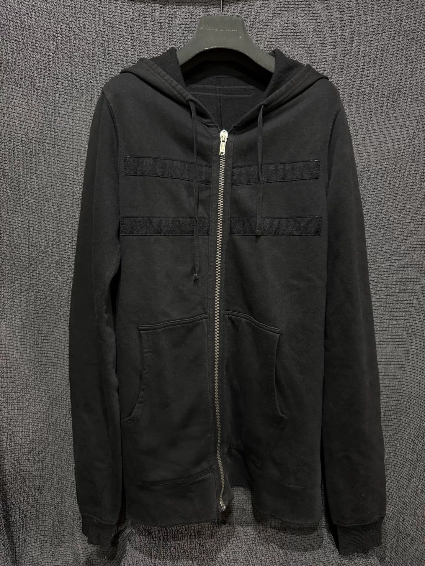 early rick owens silk hooded sweatshirt jacket