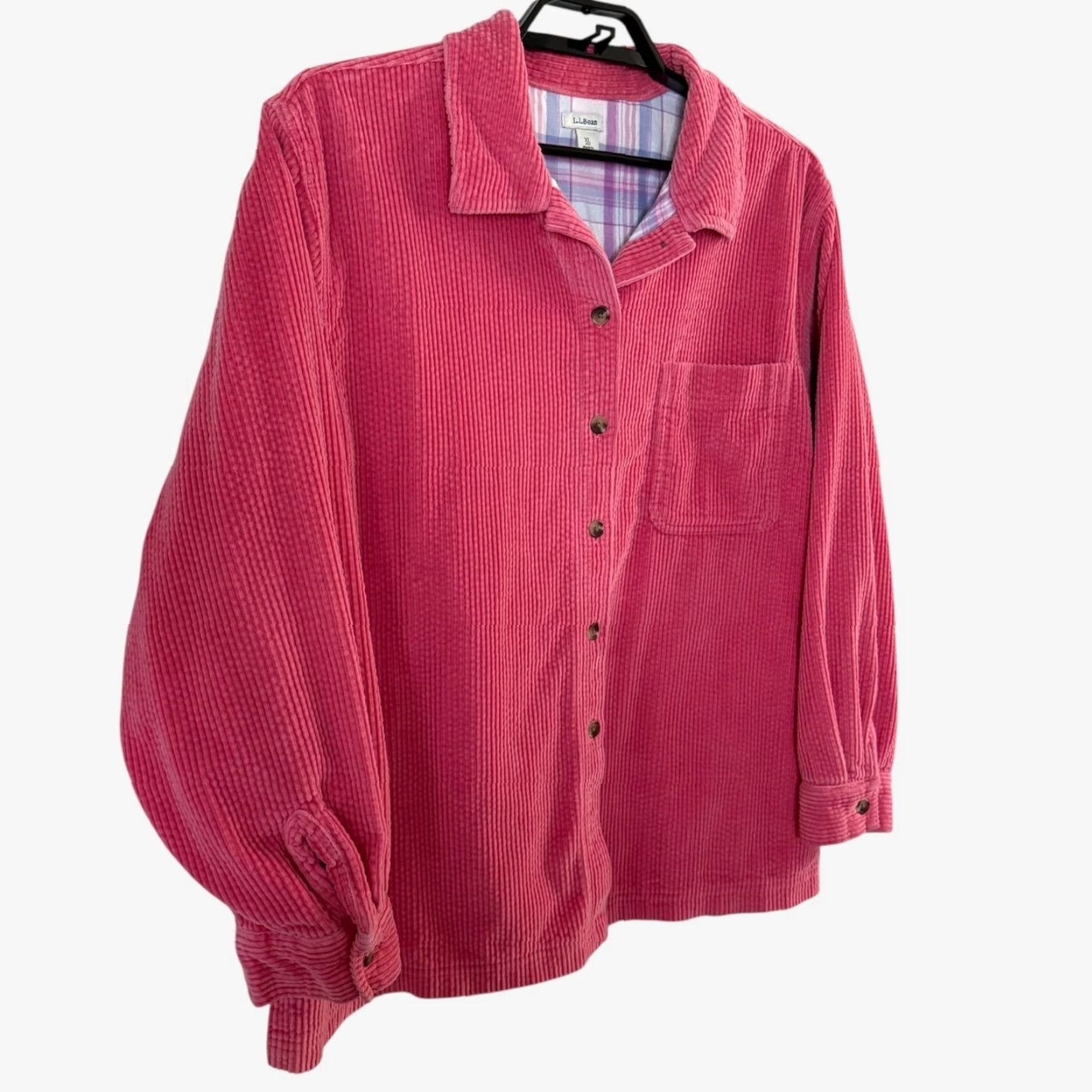 Vintage L.L. Bean Corduroy Shirt Jacket Pink Women's XL Petite Shacket Button-Up Lined Flannel Pockets Corduroy Shacket Womens Small to XL Size XL / US 12-14 / IT 48-50 - 3 Thumbnail