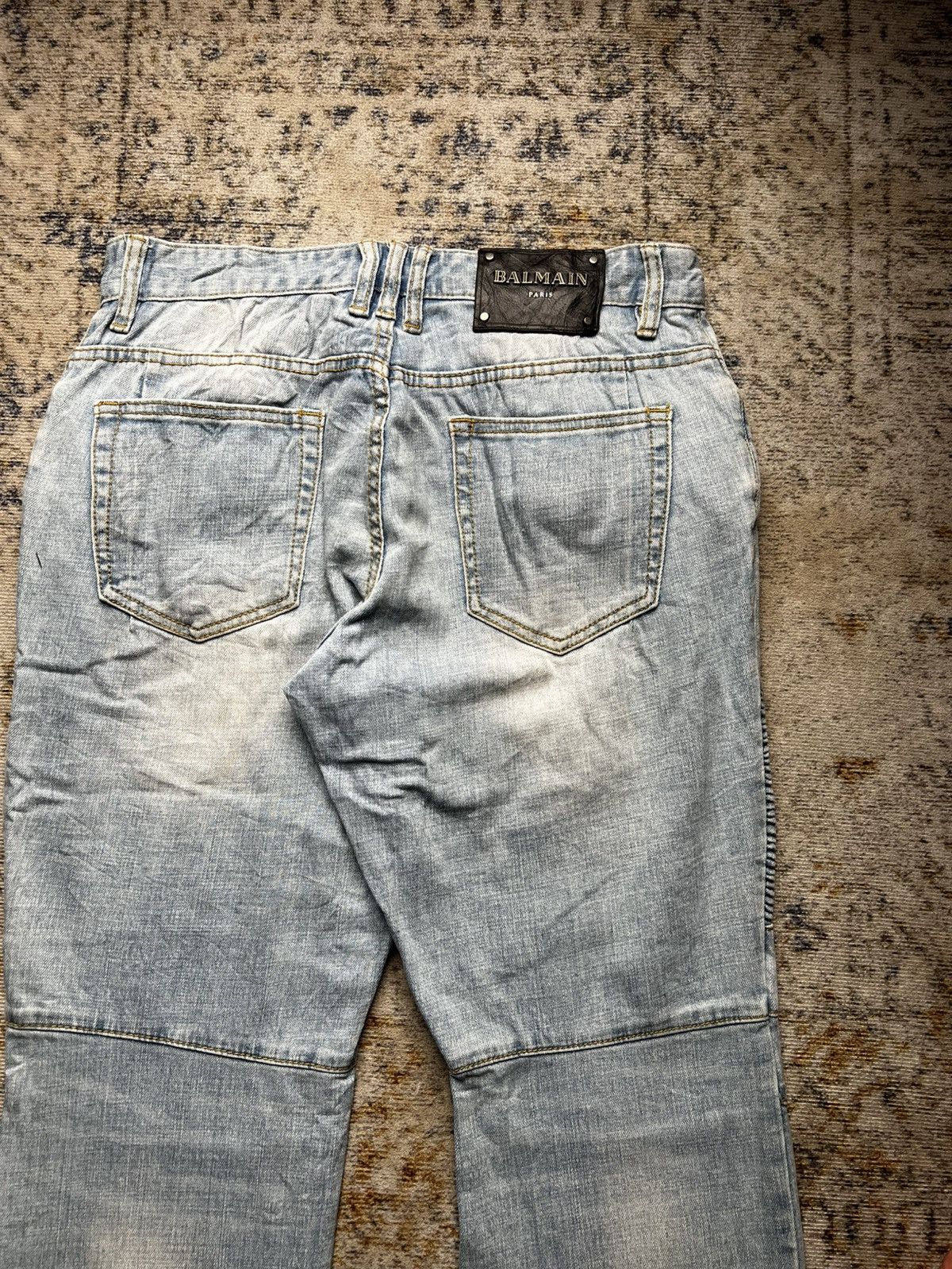 Balmain Balmain Washed Blue Biker Jeans Size US 30 / EU 46 - 4 Thumbnail