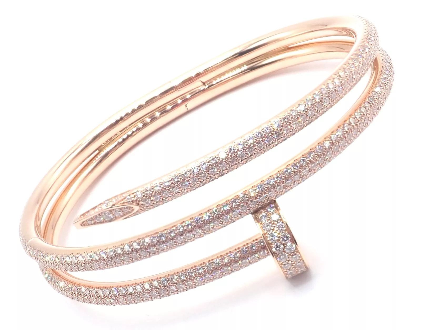 Cartier Nail 18k Gold Diamond Bangle Bracelet Size 16 Paper Size ONE SIZE - 6 Thumbnail