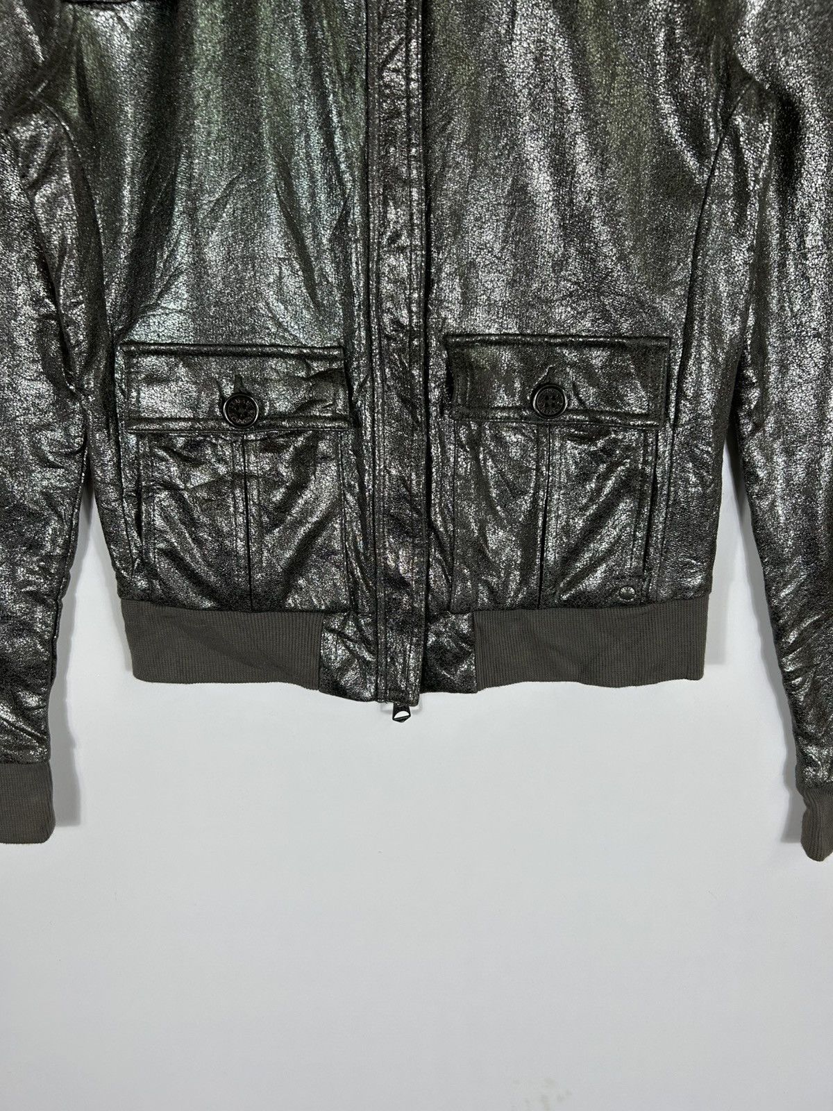 Armani × Armani Exchange 🔥Armani Exchange Shiny Black Zipper Jacket Size S / US 4 / IT 40 - 5 Thumbnail