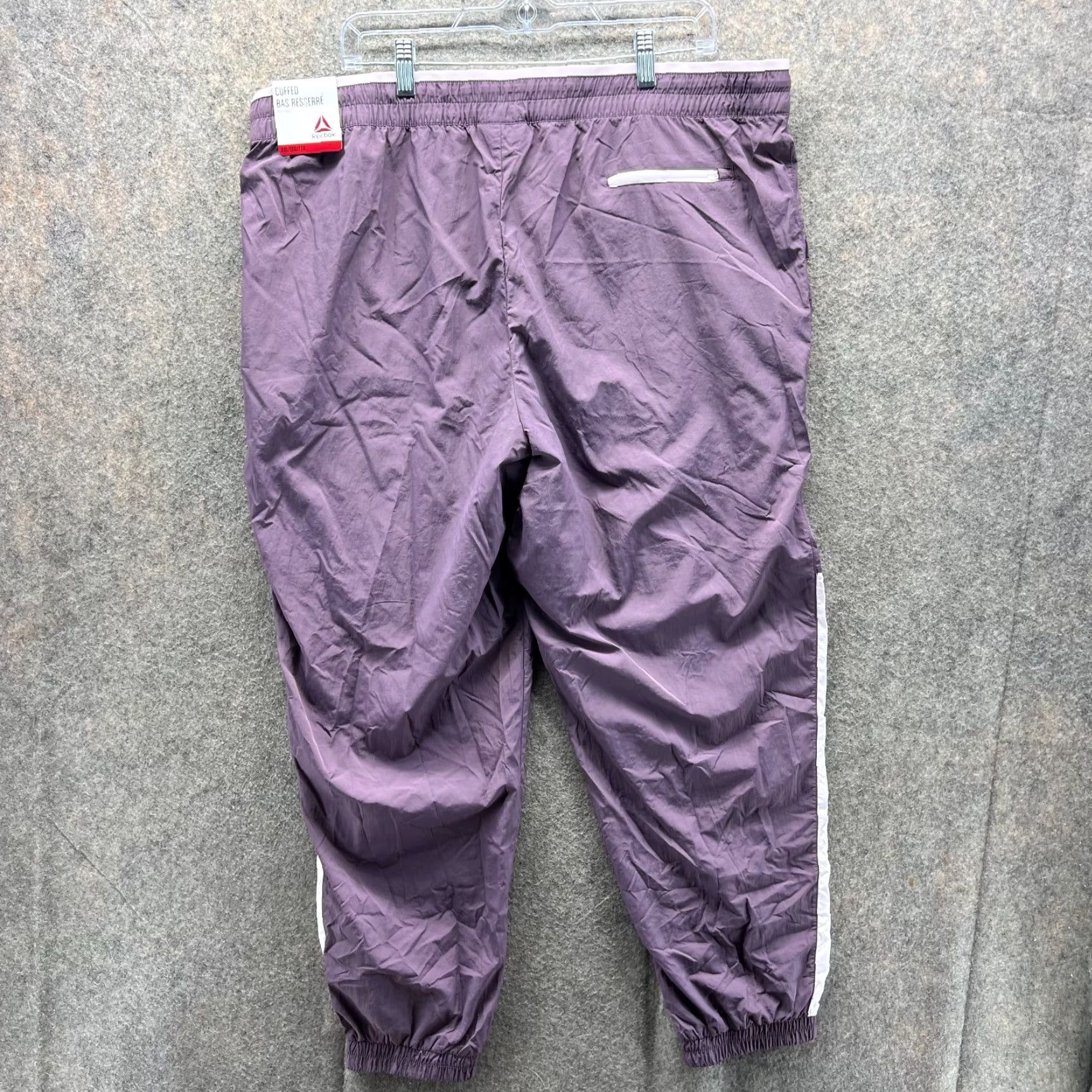 Reebok VINTAGE Reebok Pants Men 2XL Purple Focus Track Nylon Sweat Cuffed New Size US 39 - 2 Thumbnail