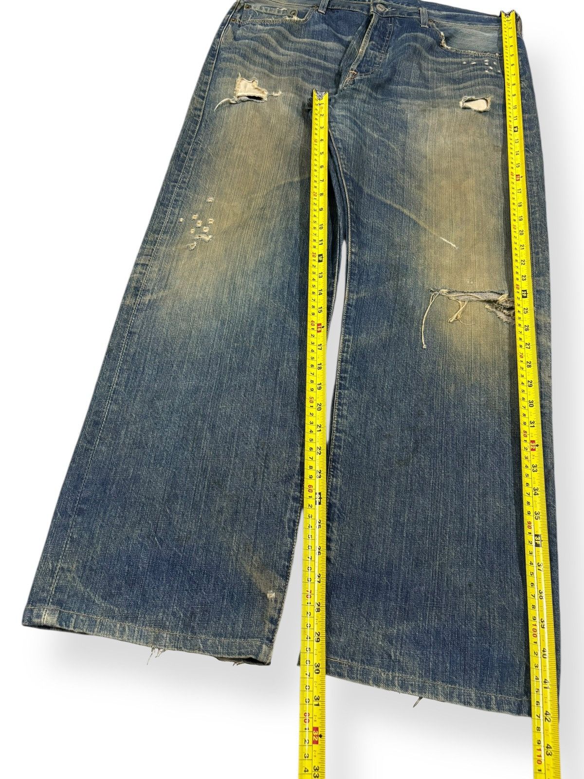Levi's Vintage 90s Levis 501 Mud Wash Loose Fit Distressed Jeans Size US 36 / EU 52 - 15 Thumbnail