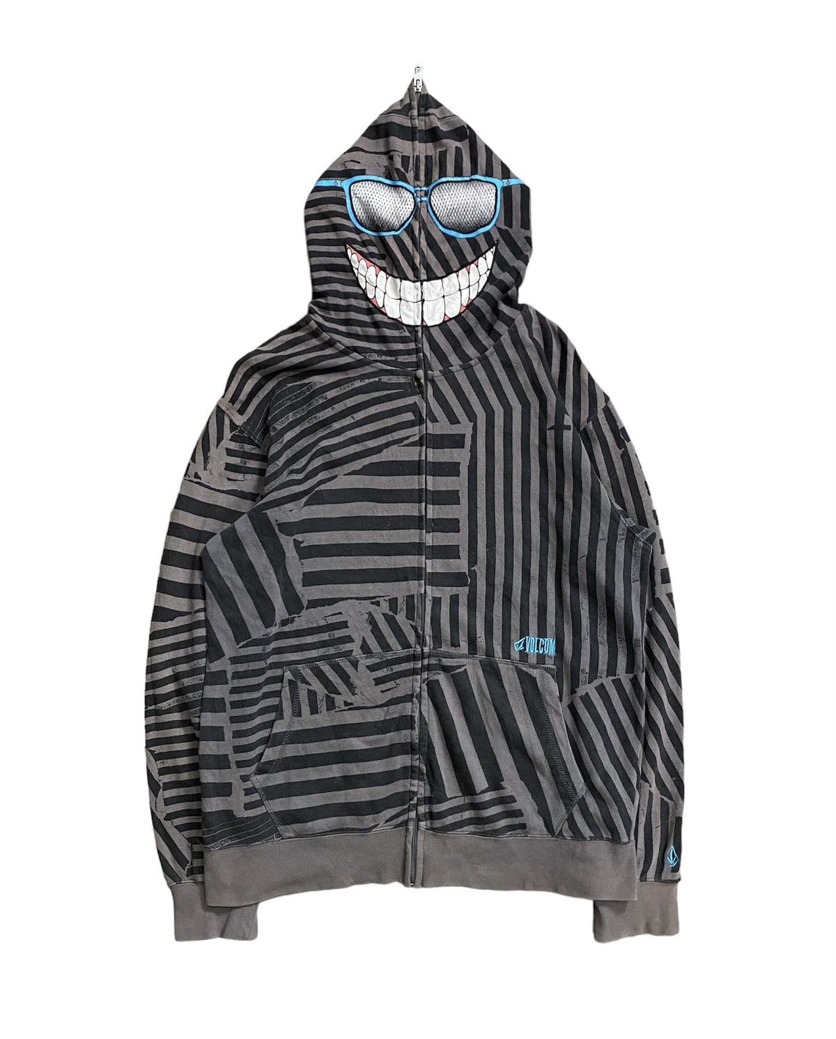 Vtg y2k Volvom Full Zipper smile teeth Rap hoodie shark’s