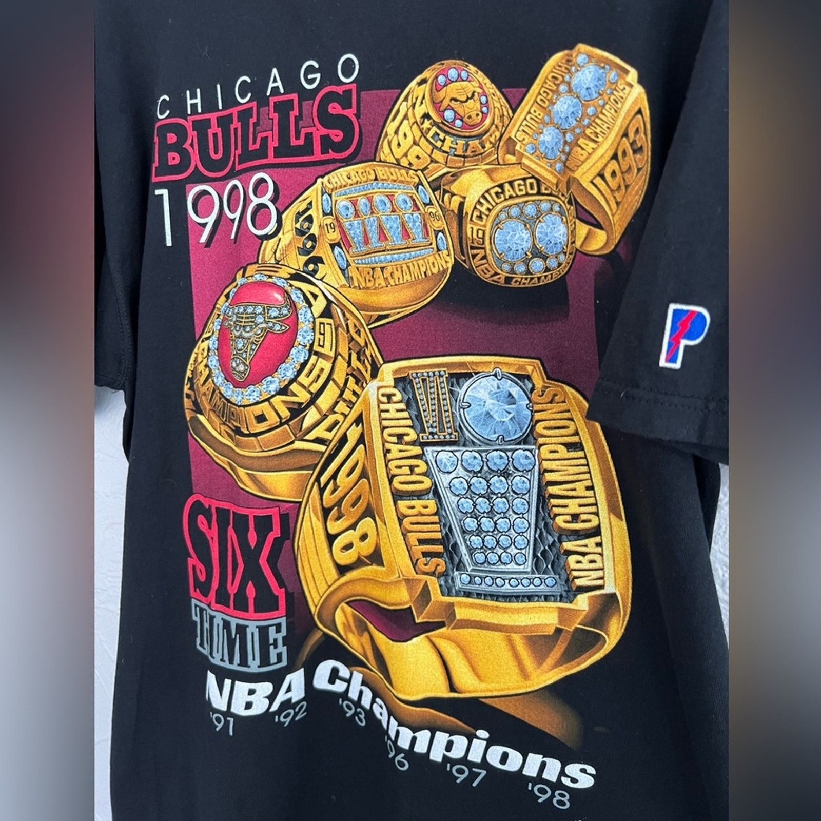 Pro Player Vintage 1998 Six Time Chicago Bulls Champs Rings Shirt NOS Size US L / EU 52-54 / 3 - 2 Thumbnail