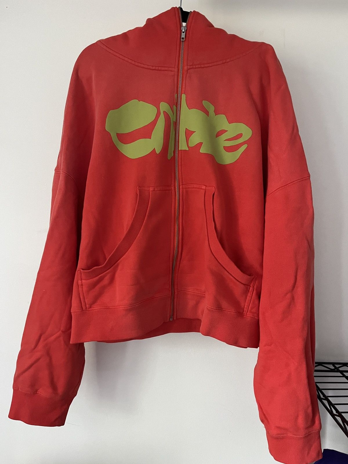 image of Entire Studios Zip Up Hoodie in Orange, Men's (Size Large)