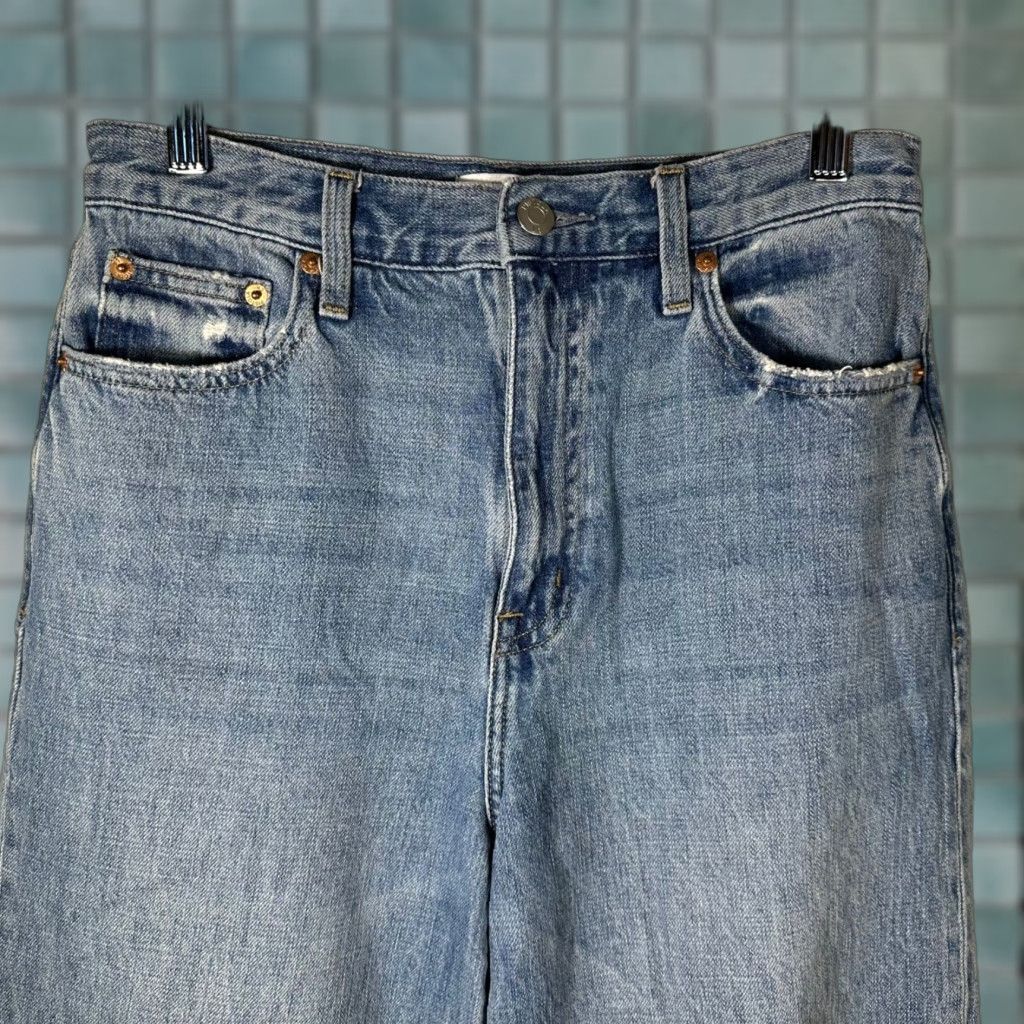 Pistola Pistola High Rise Wide-Leg Jeans Women's 27 Distressed Loretta P00016246KE Denim Blue 90s Grunge Button Zip Pocket 5-Pocket Rise >10.5 In Seamb 25 In Size 27" / US 4 / IT 40 - 1 Thumbnail