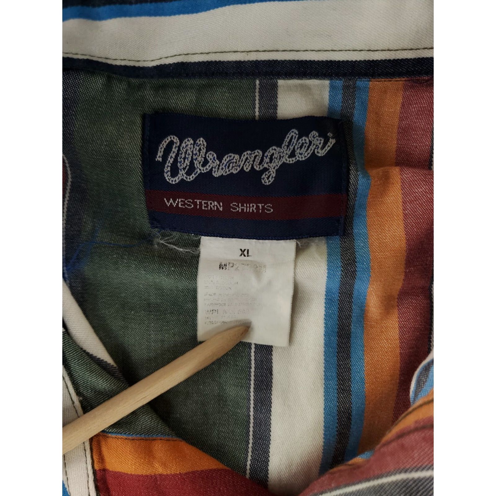 Wrangler Wrangler Button-Up Shirt Long Sleeve Green Striped Mens XL Size US XL / EU 56 / 4 - 2 Thumbnail