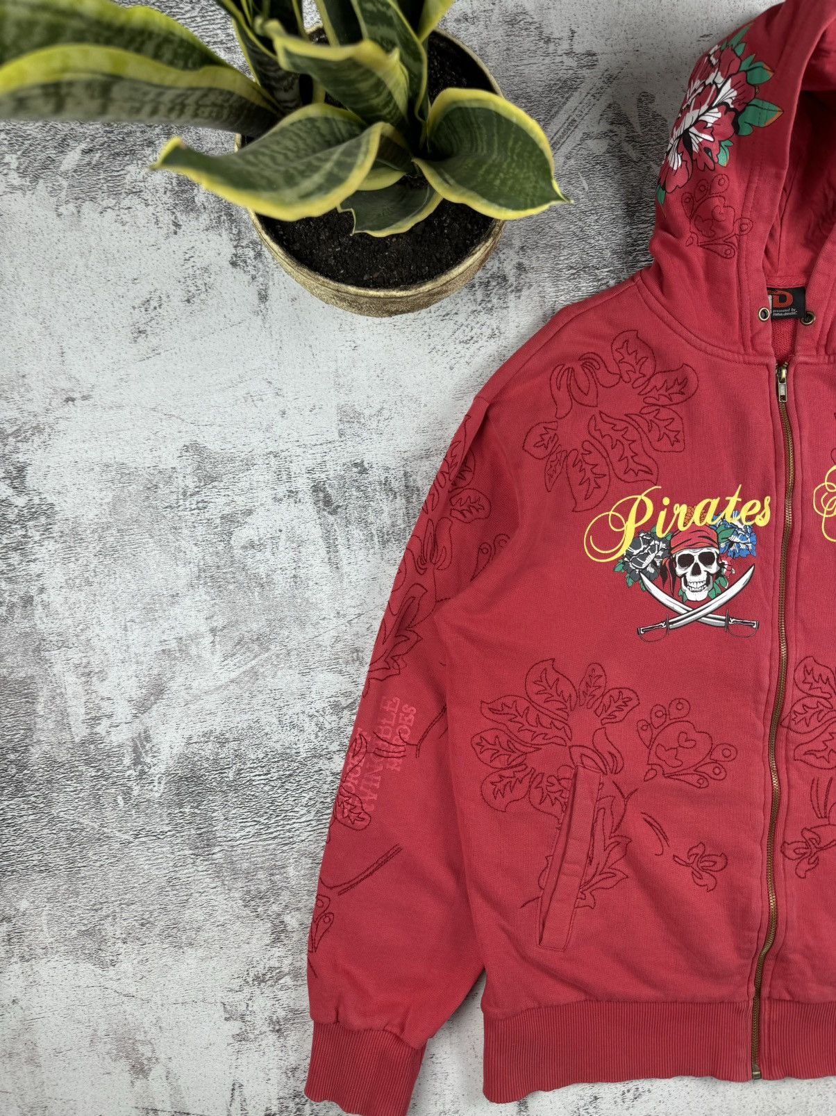 Japanese Brand × Vintage Y2K Skull John Devin Pirates Heart Ed Hardy Style Zip Hoodie Size US L / EU 52-54 / 3 - 5 Thumbnail