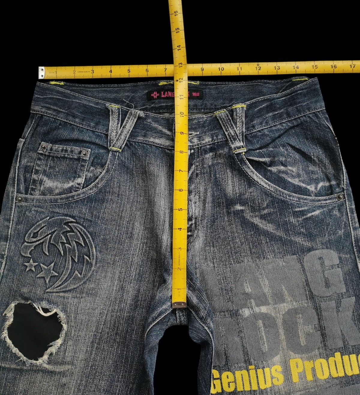 Japanese Brand Lang Rock Print Denim Jeans Size US 30 / EU 46 - 9 Thumbnail