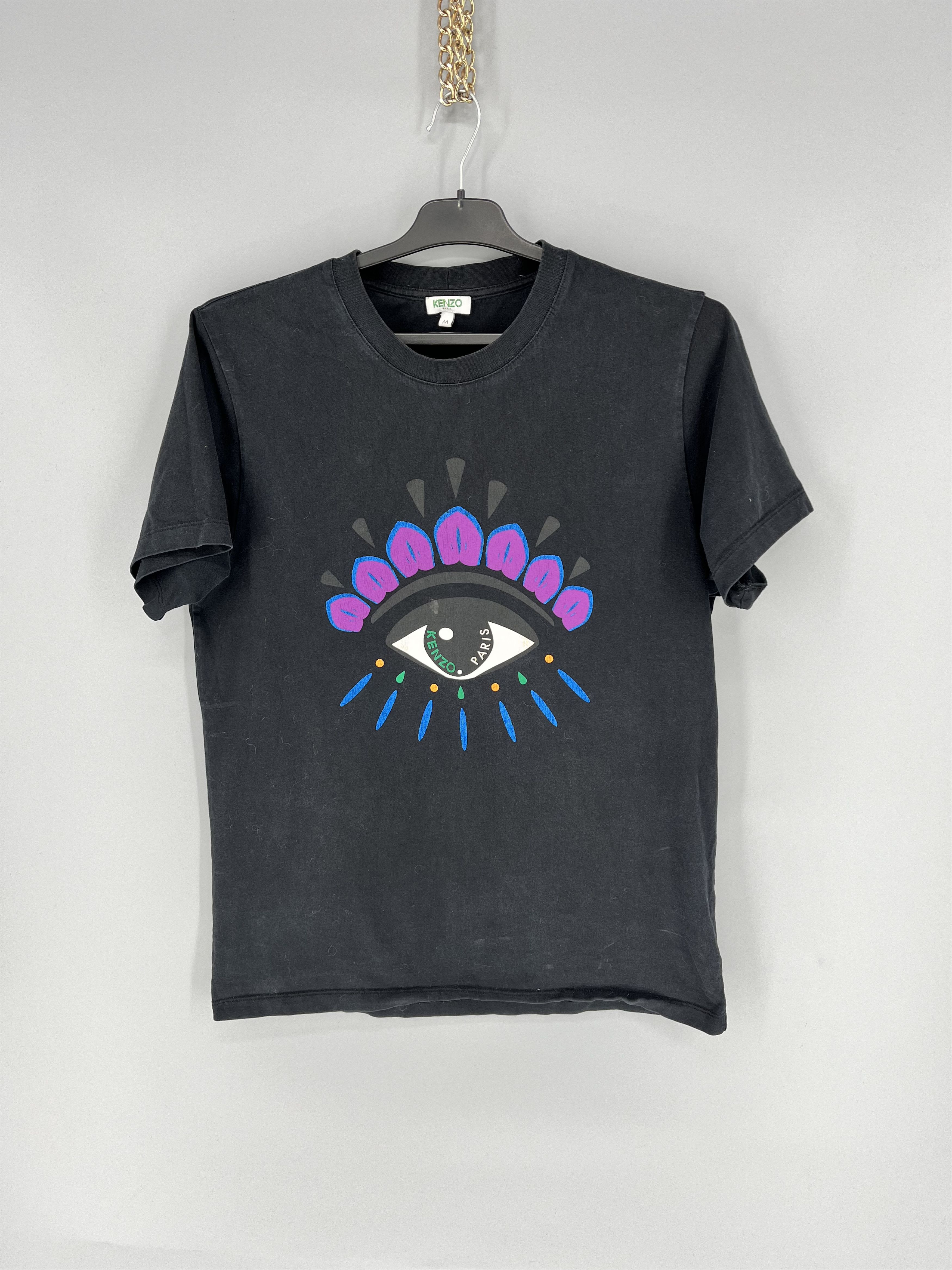 Kenzo Vintage Kenzo Black Cotton Eye Printed T-Shirt M Size US M / EU 48-50 / 2 - 1 Thumbnail