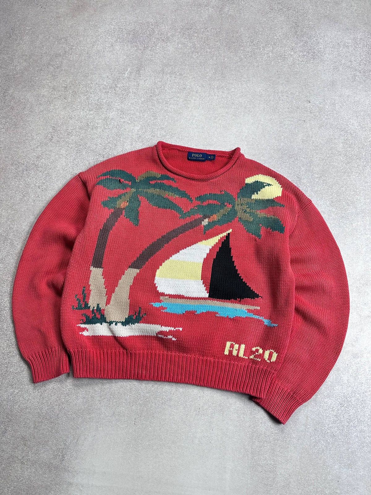 Polo Ralph Lauren Vintage Polo Ralph Lauren RL 20 Graphic Knit Sweter Cropped Size US M / EU 48-50 / 2 - 2 Thumbnail