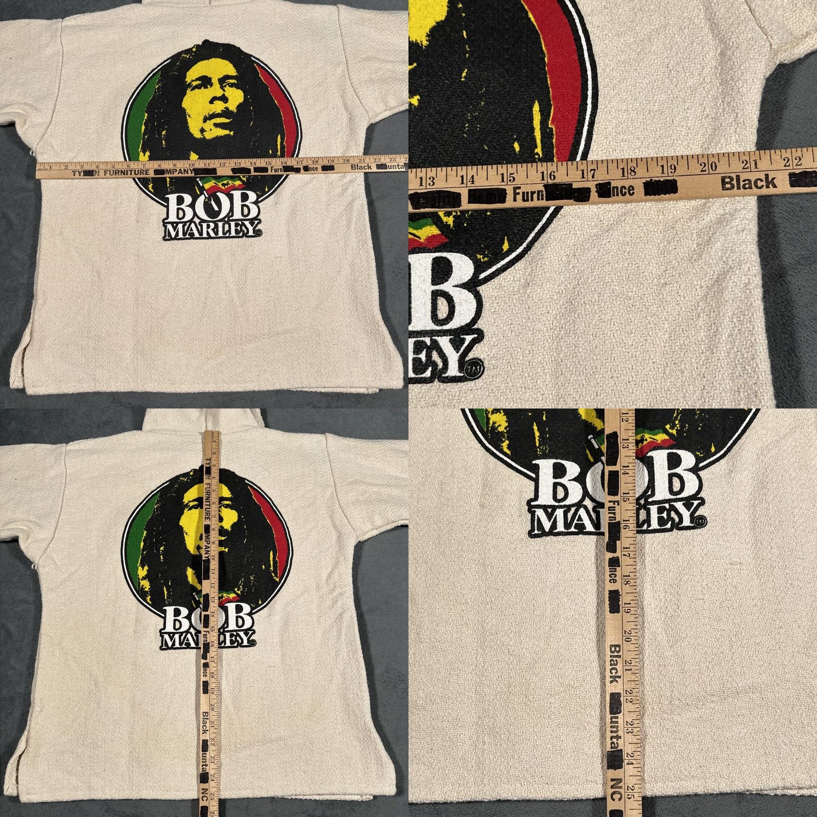 Vintage Bob Marley Hoodie Mens S Beige Baja Pullover Zion Rootswear Twill Cotton Crew Neck Hooded Graphic Print Kangaroo Pocket Long Sleeve Vintage: No Size US S / EU 44-46 / 1 - 8 Thumbnail